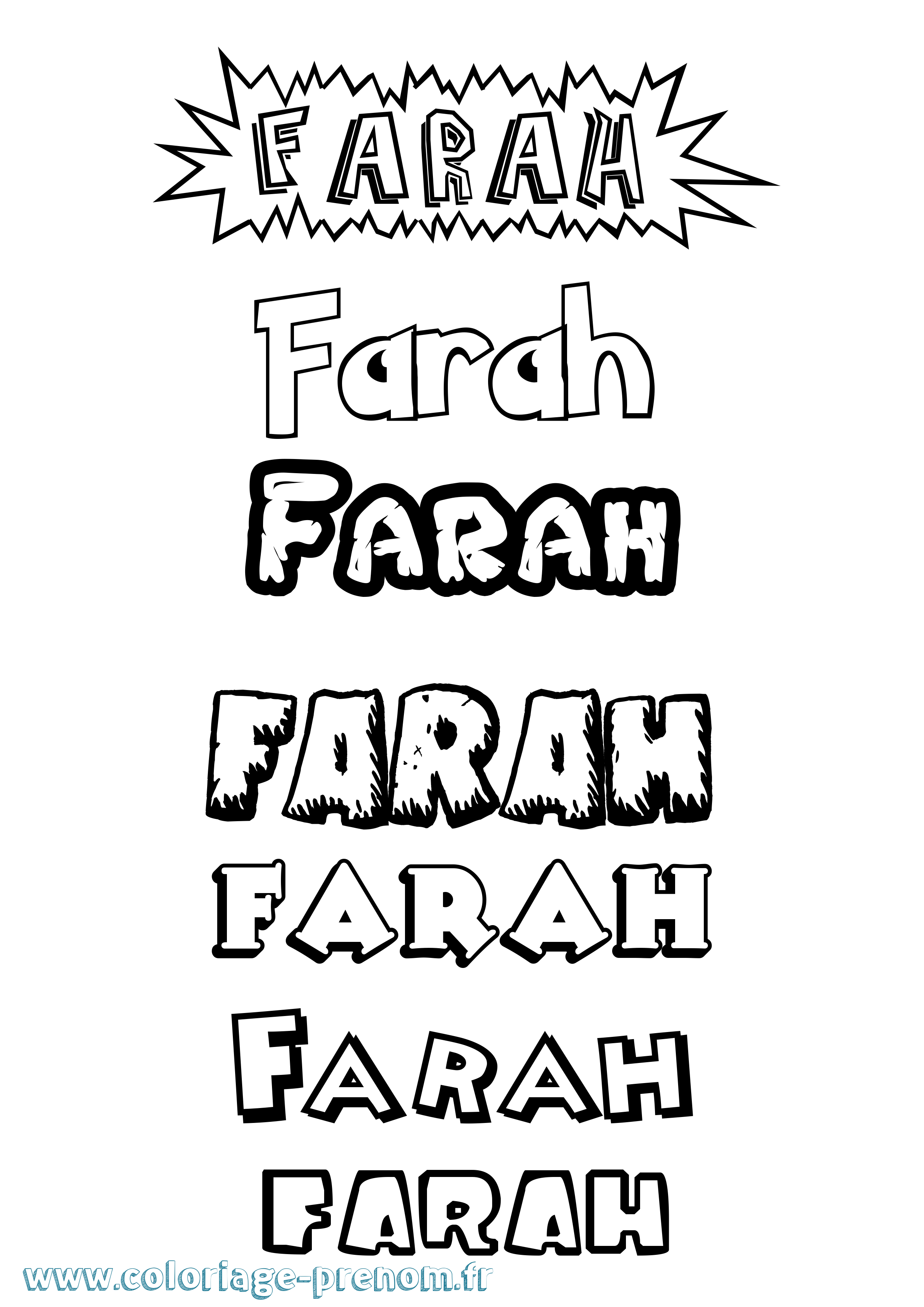Coloriage prénom Farah Dessin Animé