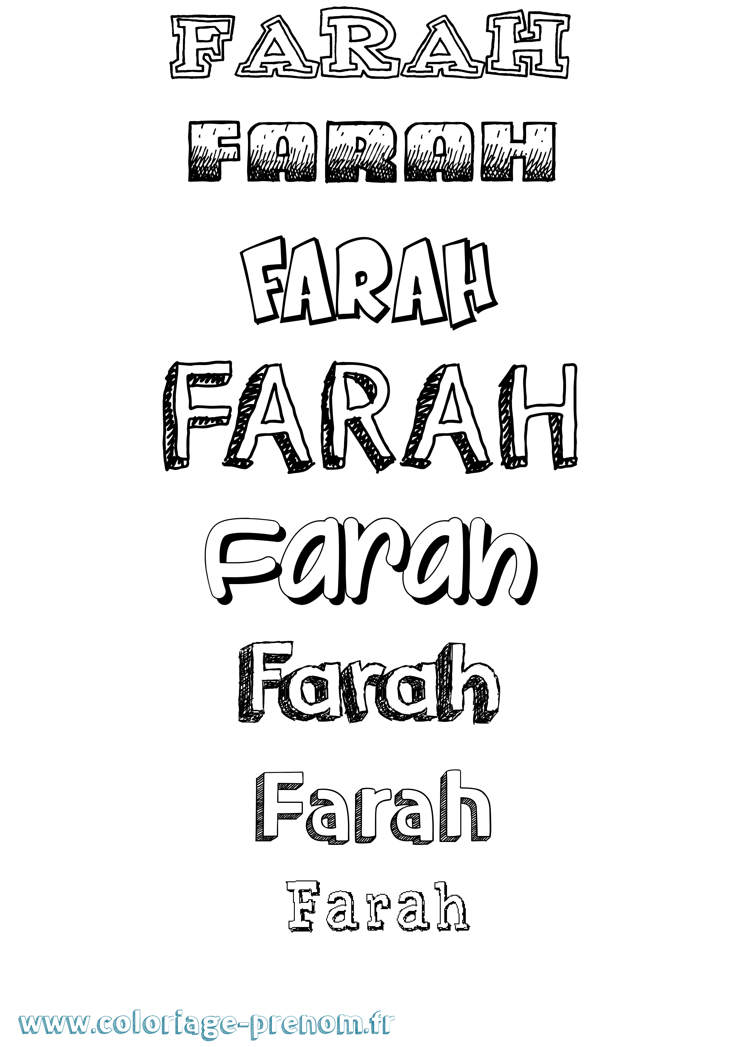 Coloriage prénom Farah Dessiné