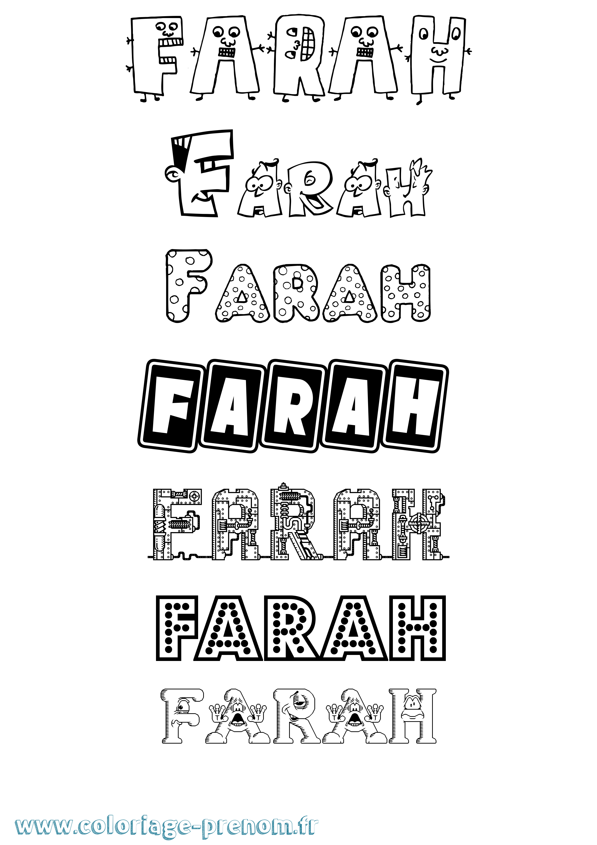 Coloriage prénom Farah Fun