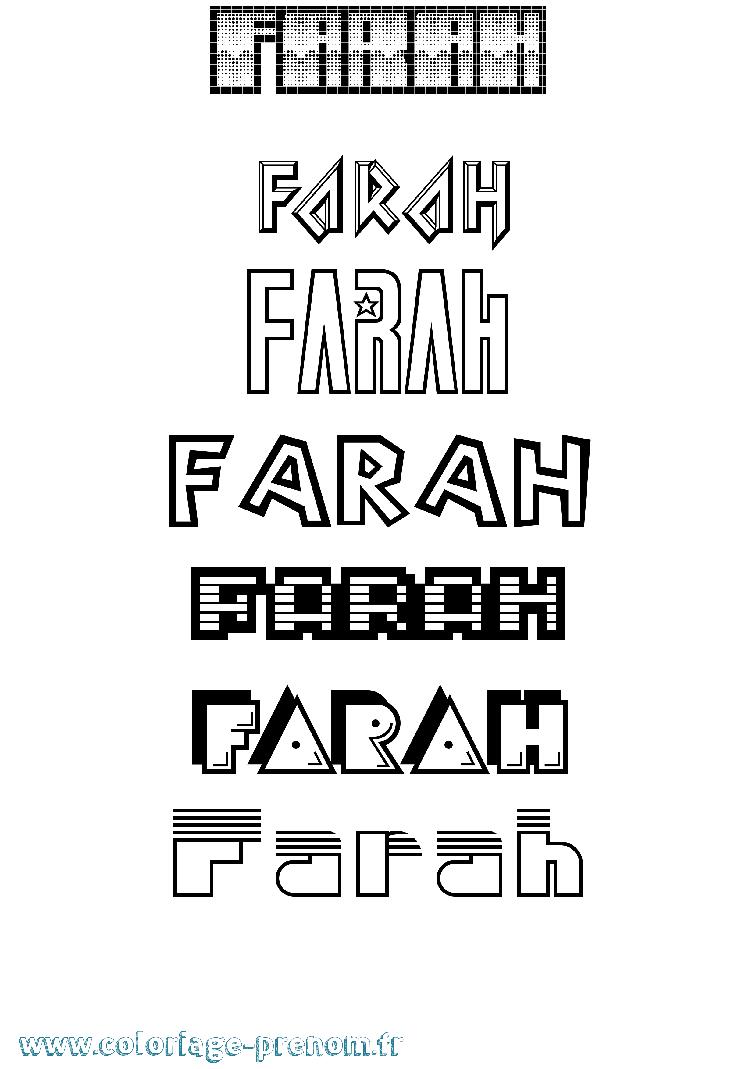 Coloriage prénom Farah Jeux Vidéos
