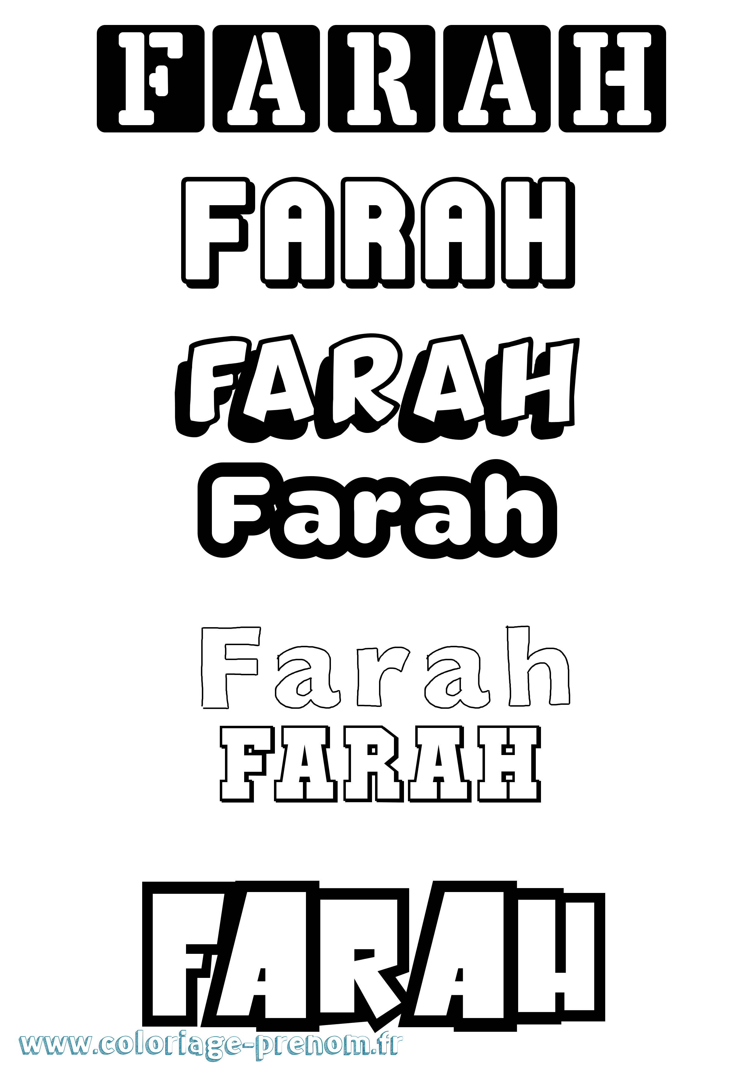 Coloriage prénom Farah Simple