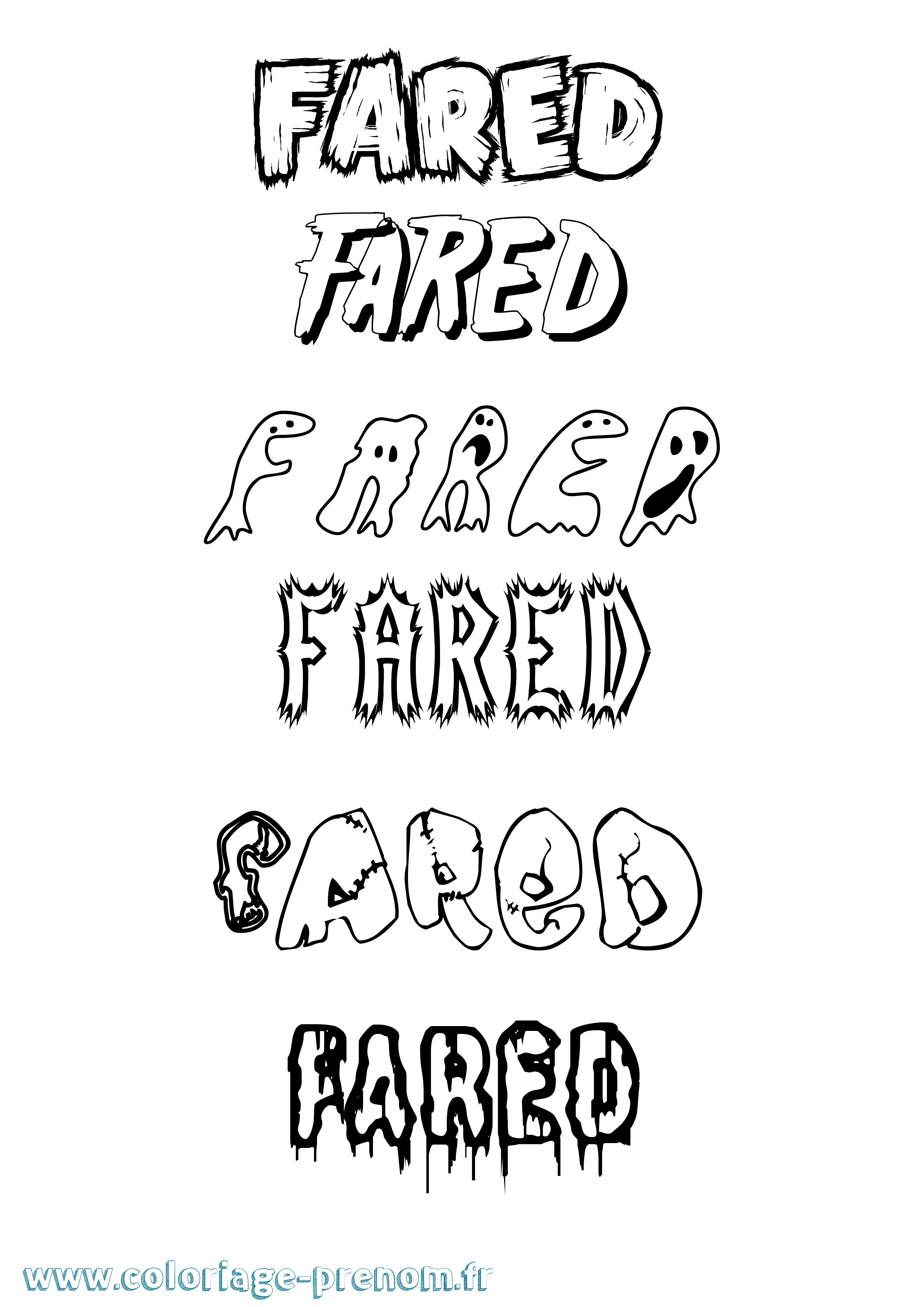 Coloriage Fared Frisson Coloriage prénom Fared Frisson