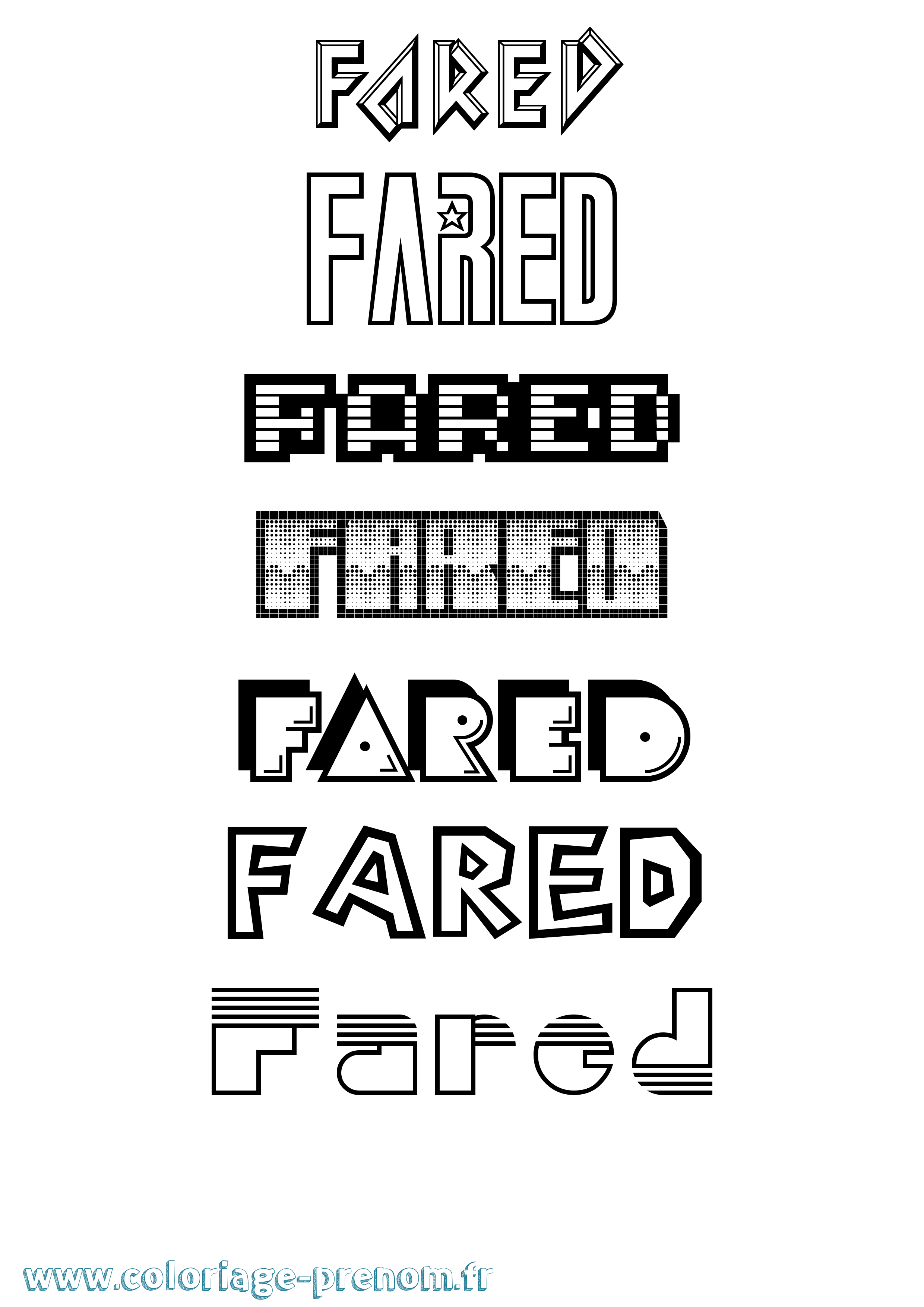 Coloriage Fared Jeux Vidéos Coloriage prénom Fared Jeux Vidéos