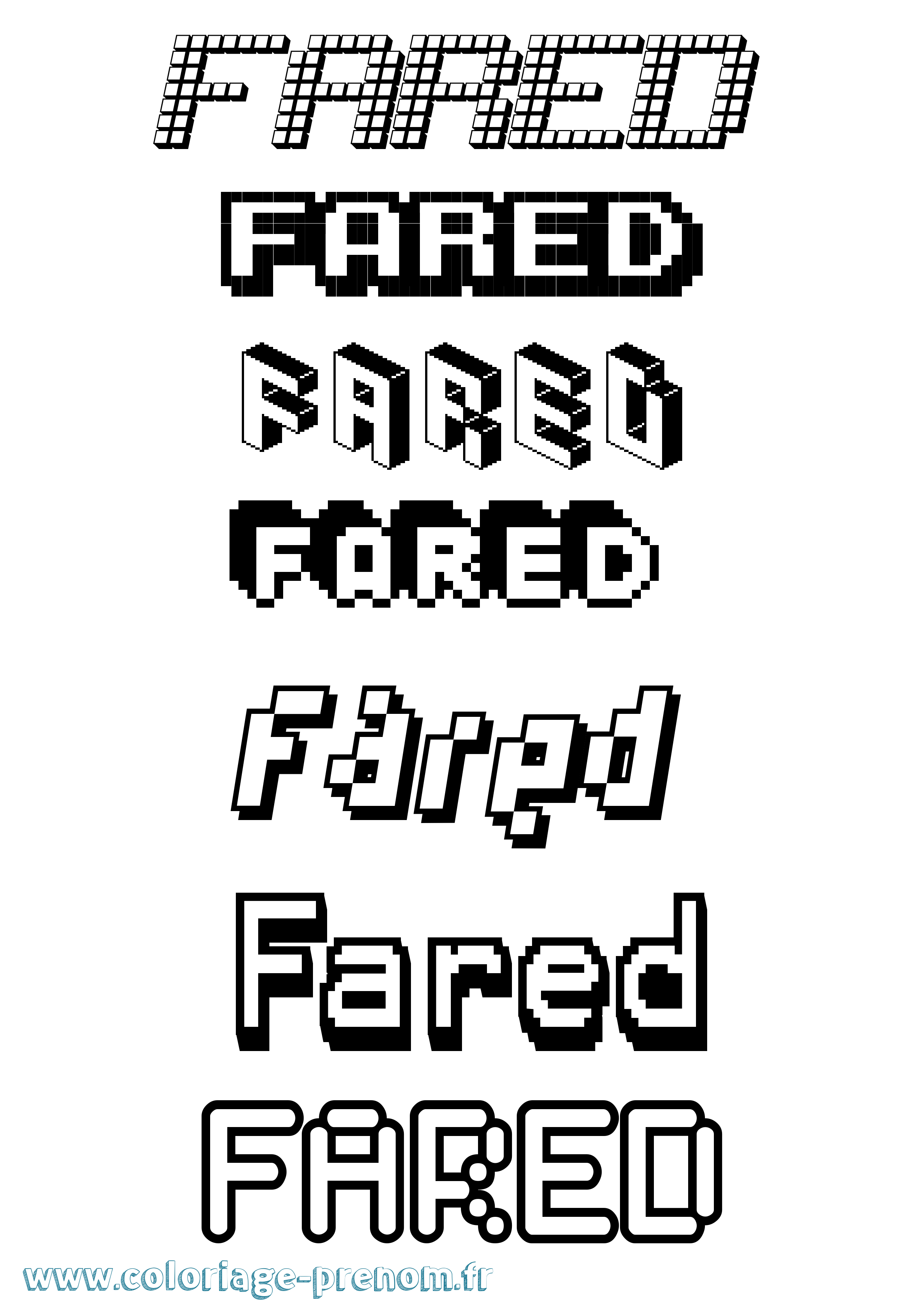 Coloriage Fared Pixel Coloriage prénom Fared Pixel