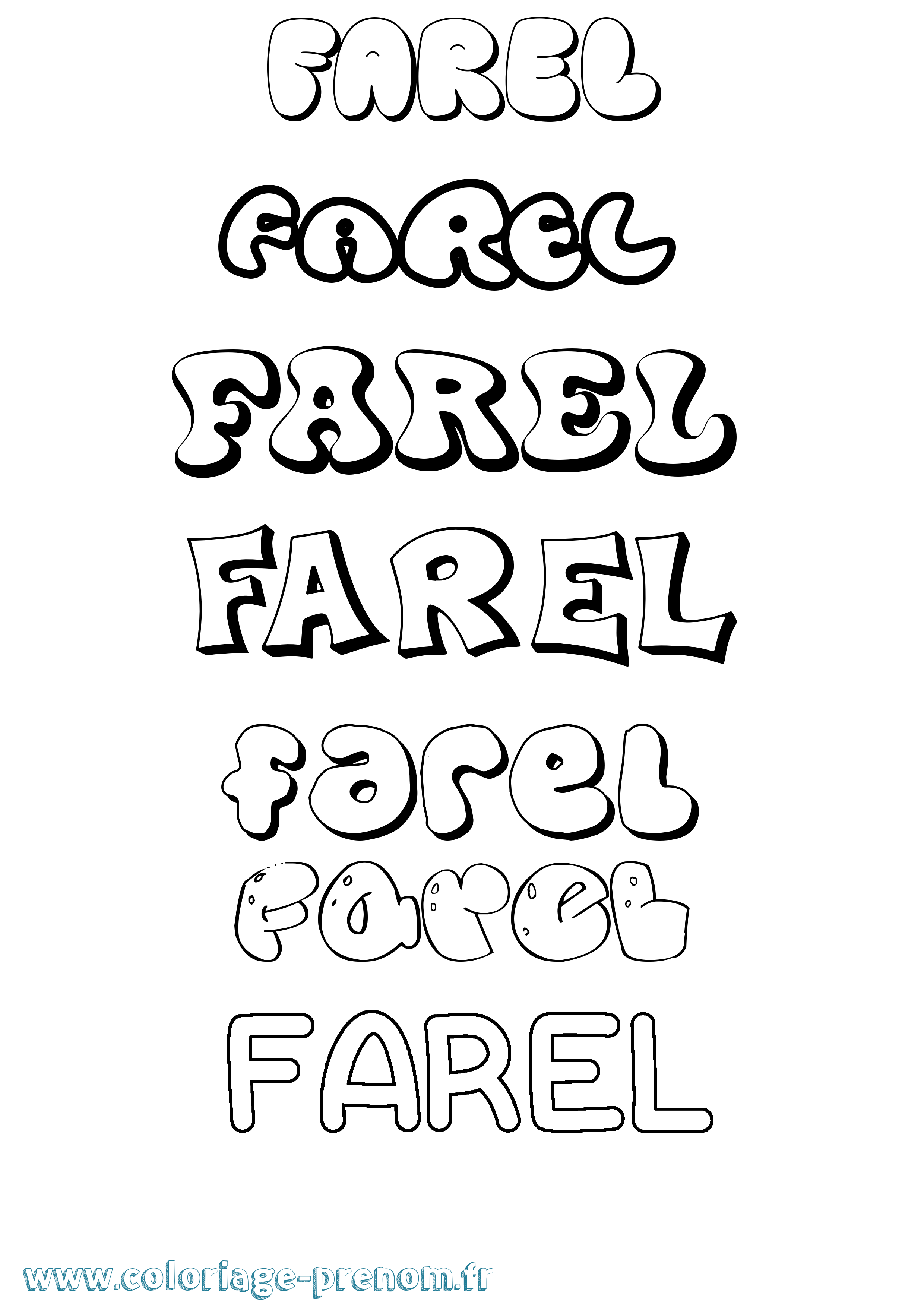 Coloriage Farel Bubble Coloriage prénom Farel Bubble