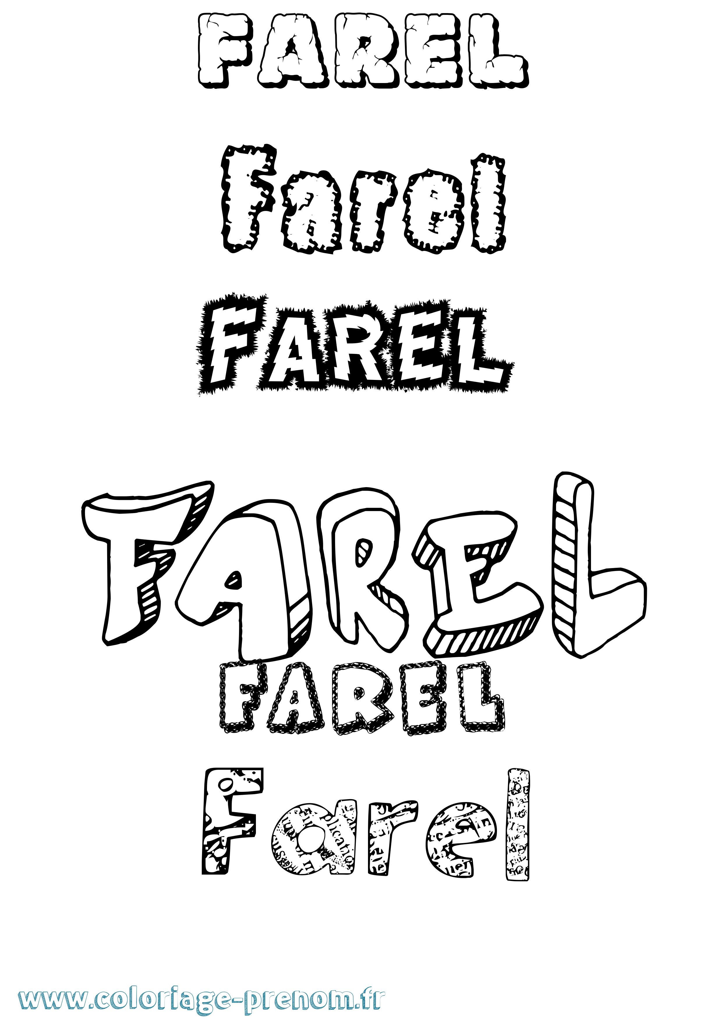 Coloriage Farel Destructuré Coloriage prénom Farel Destructuré