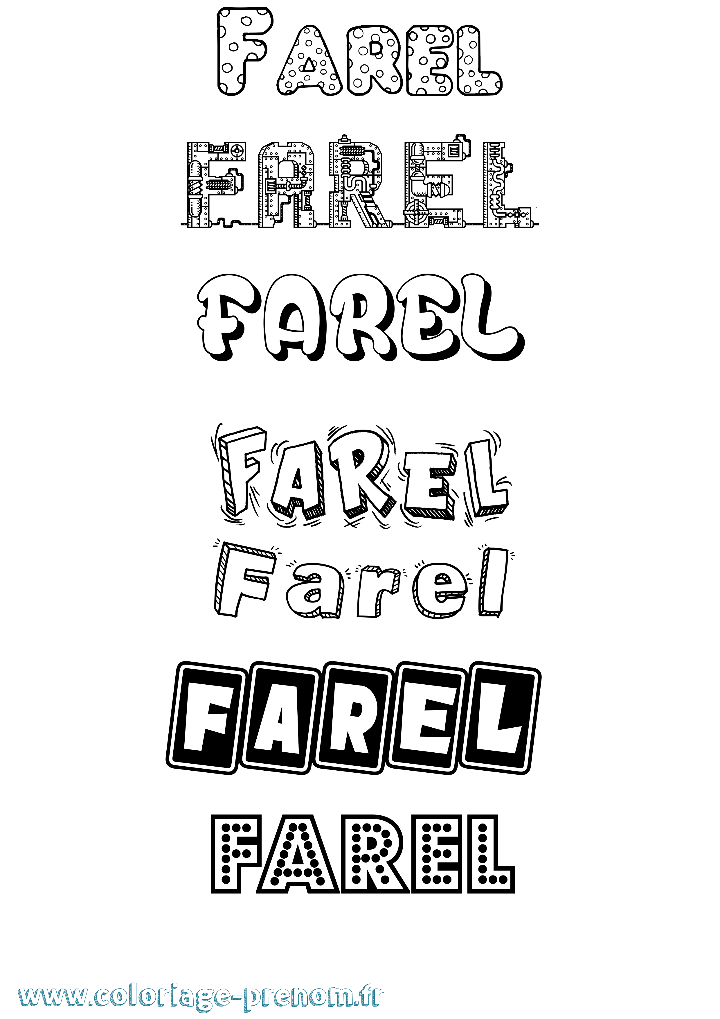Coloriage Farel Fun Coloriage prénom Farel Fun