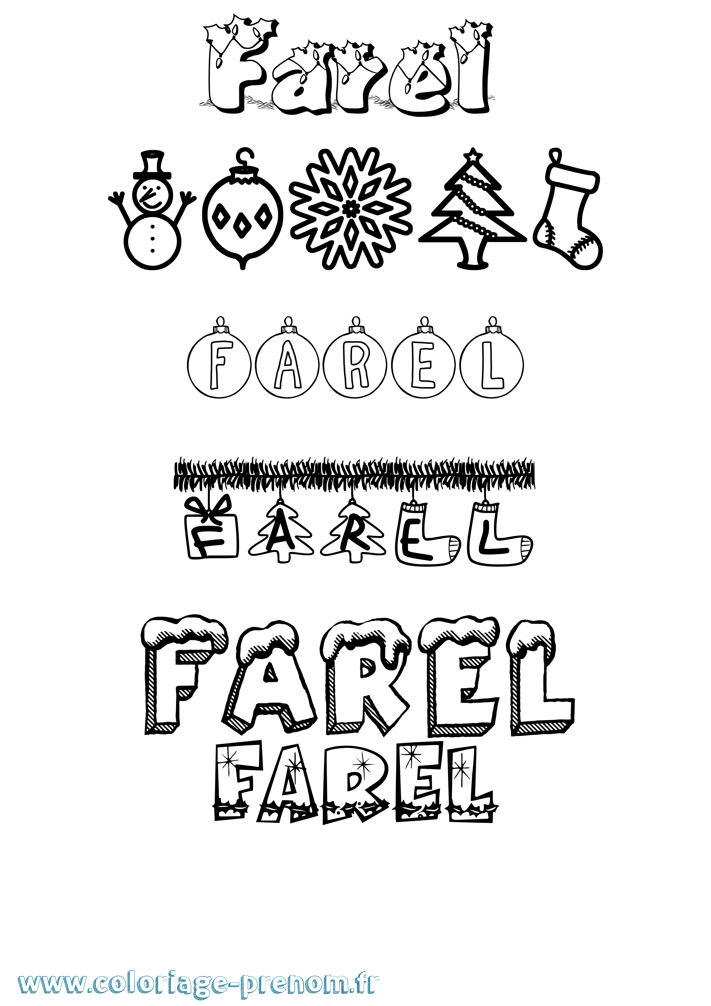 Coloriage Farel Noël Coloriage prénom Farel Noël