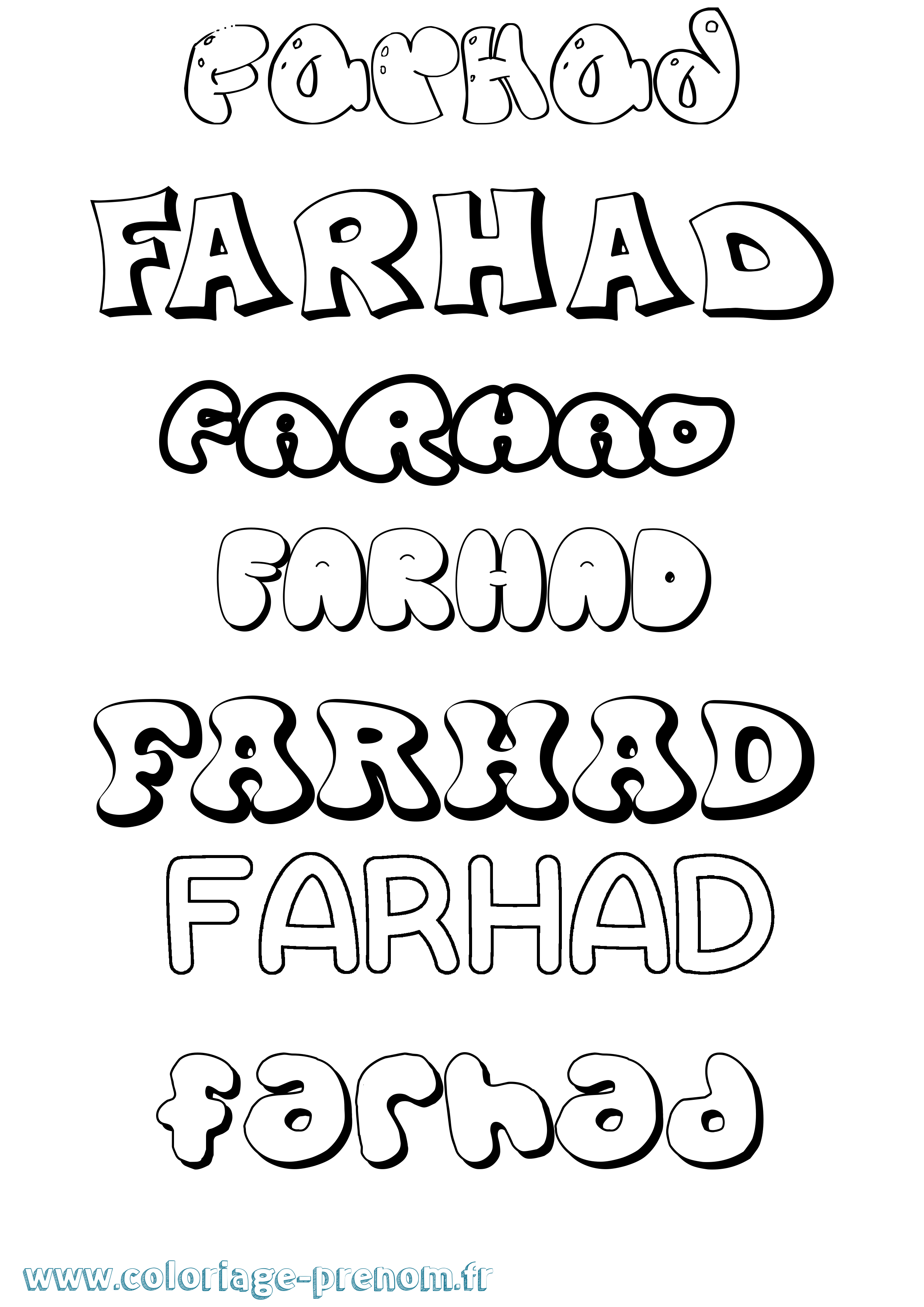 Coloriage Farhad Bubble Coloriage prénom Farhad Bubble