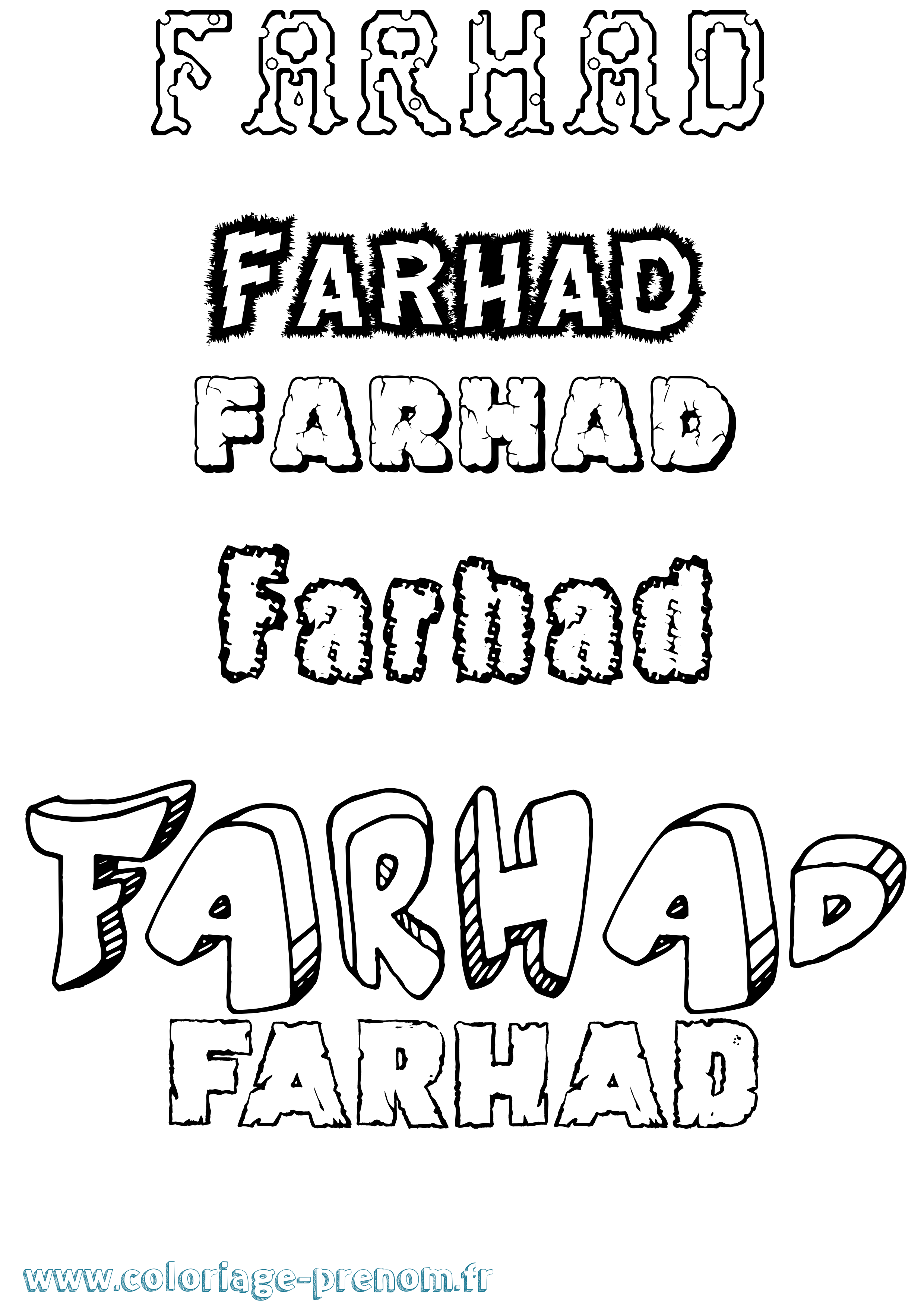 Coloriage Farhad Destructuré Coloriage prénom Farhad Destructuré
