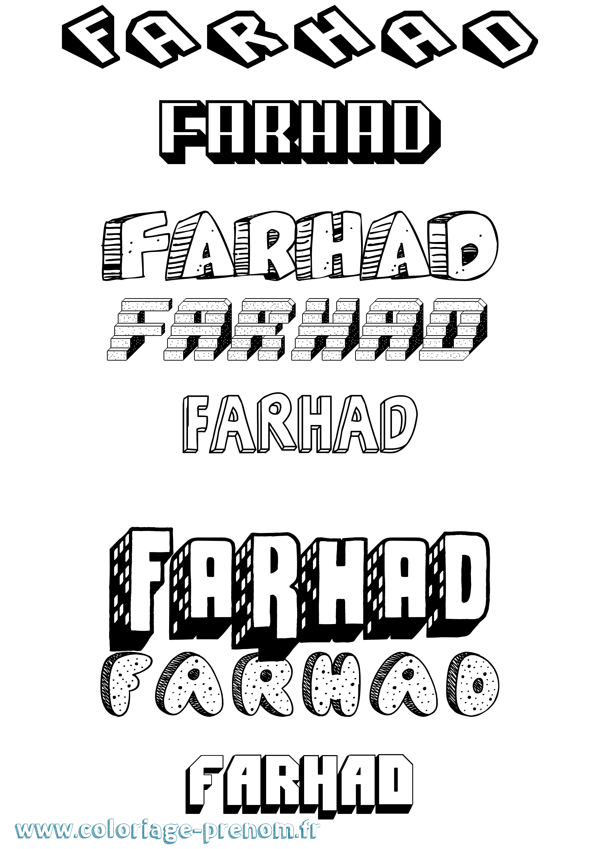 Coloriage Farhad Effet 3D Coloriage prénom Farhad Effet 3D