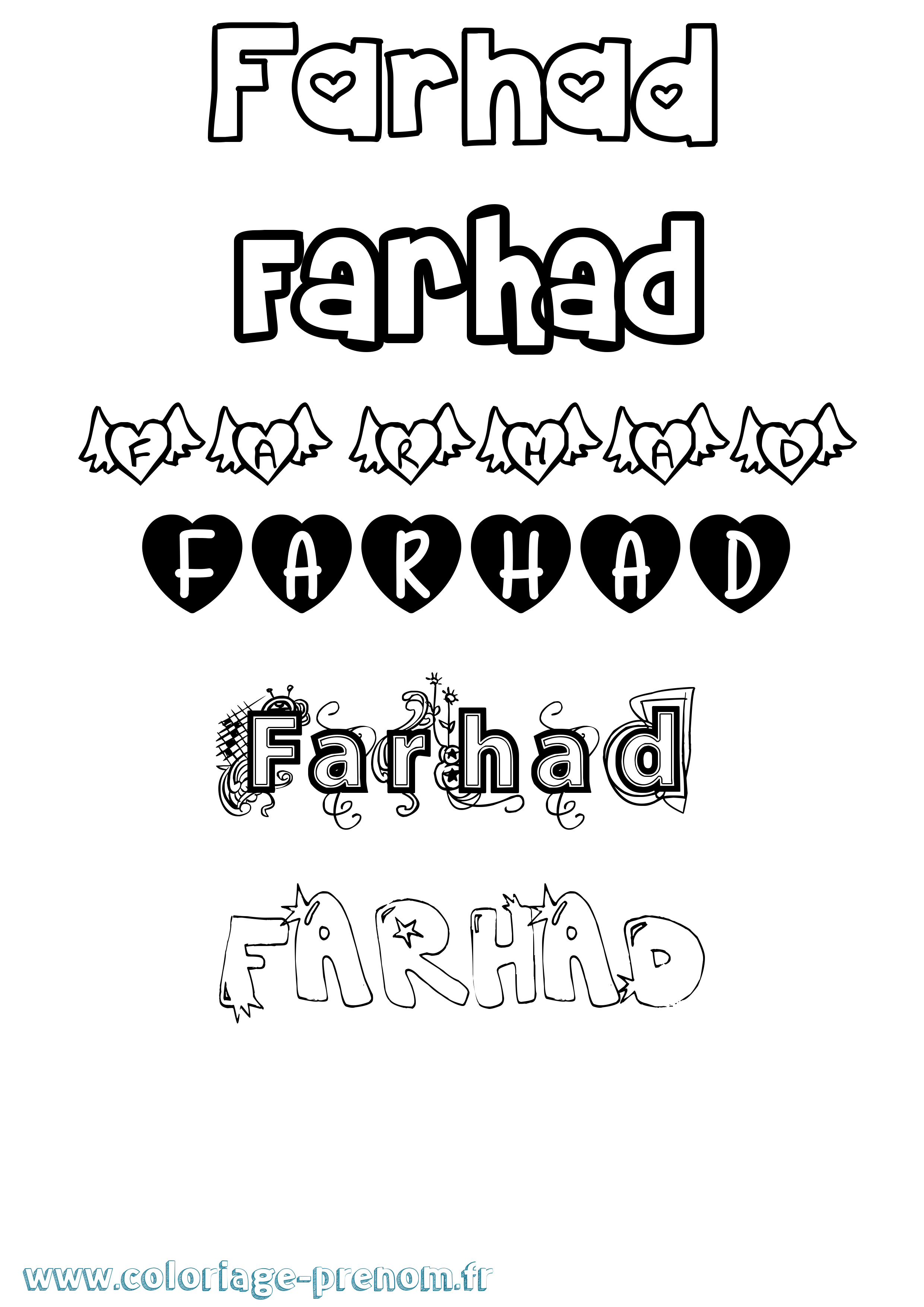 Coloriage Farhad Girly Coloriage prénom Farhad Girly