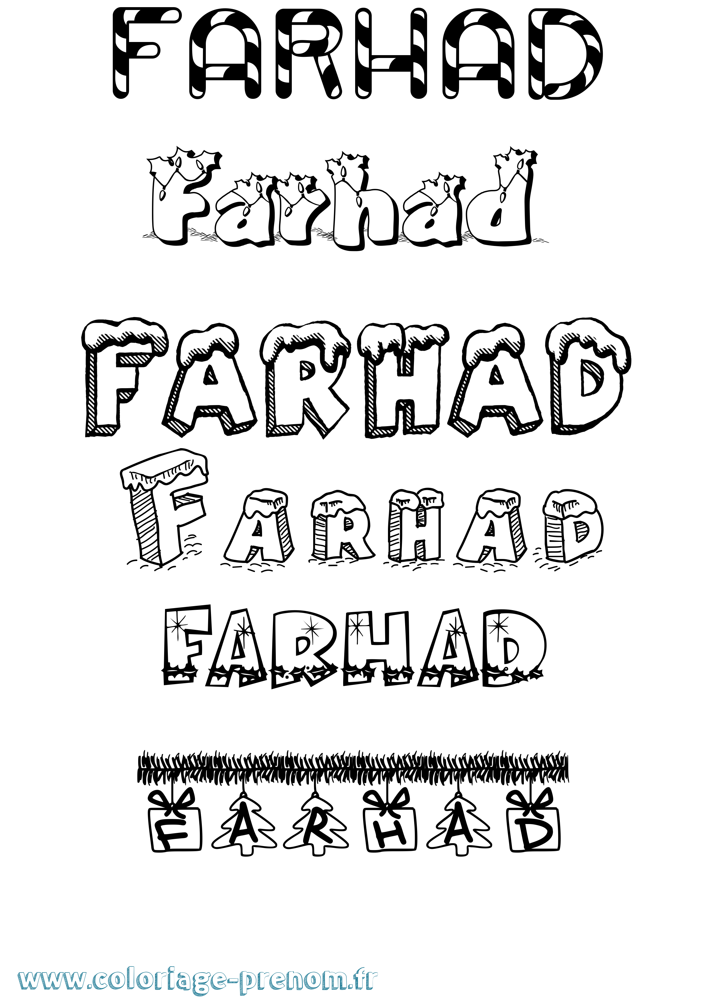 Coloriage Farhad Noël Coloriage prénom Farhad Noël
