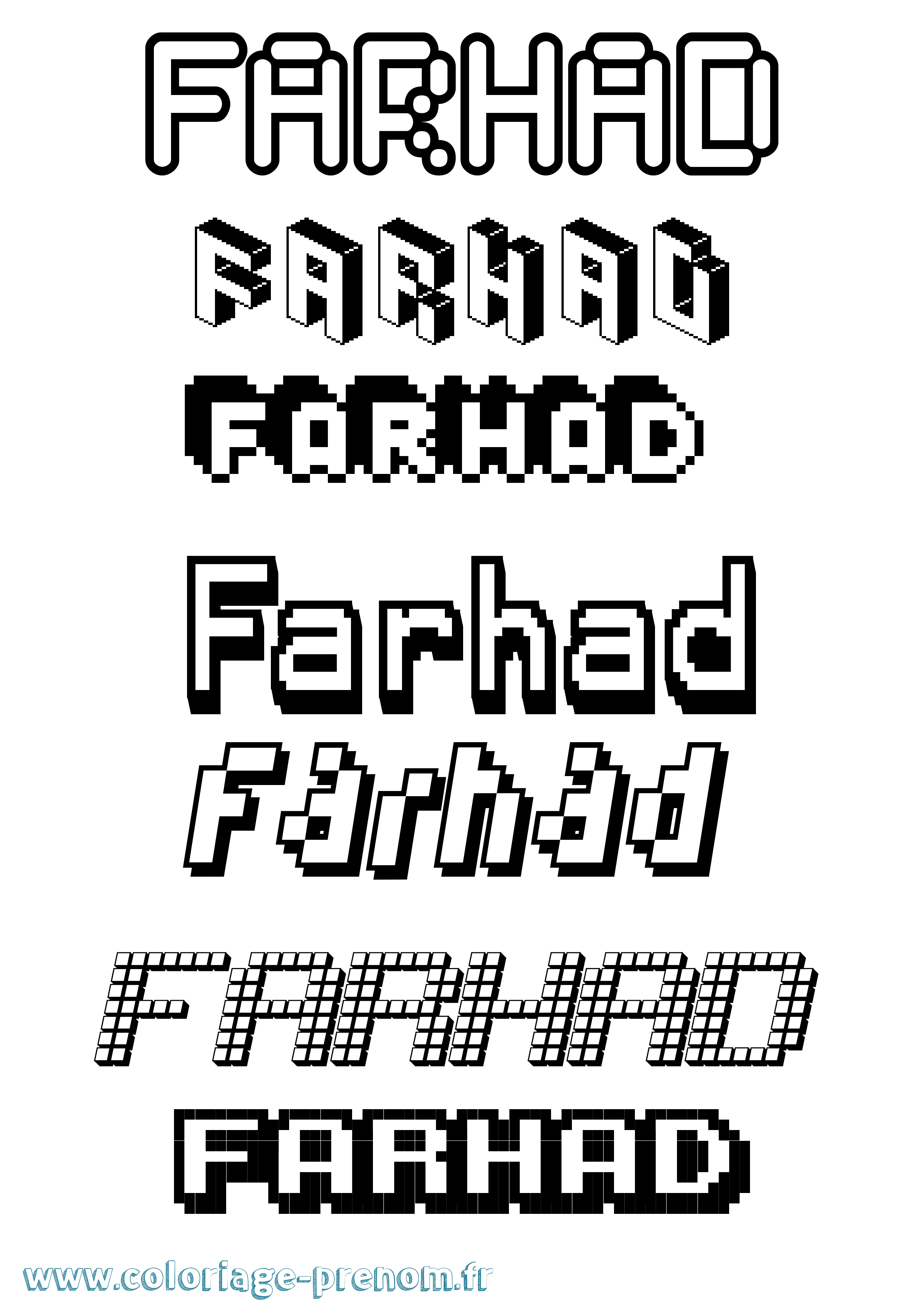 Coloriage Farhad Pixel Coloriage prénom Farhad Pixel