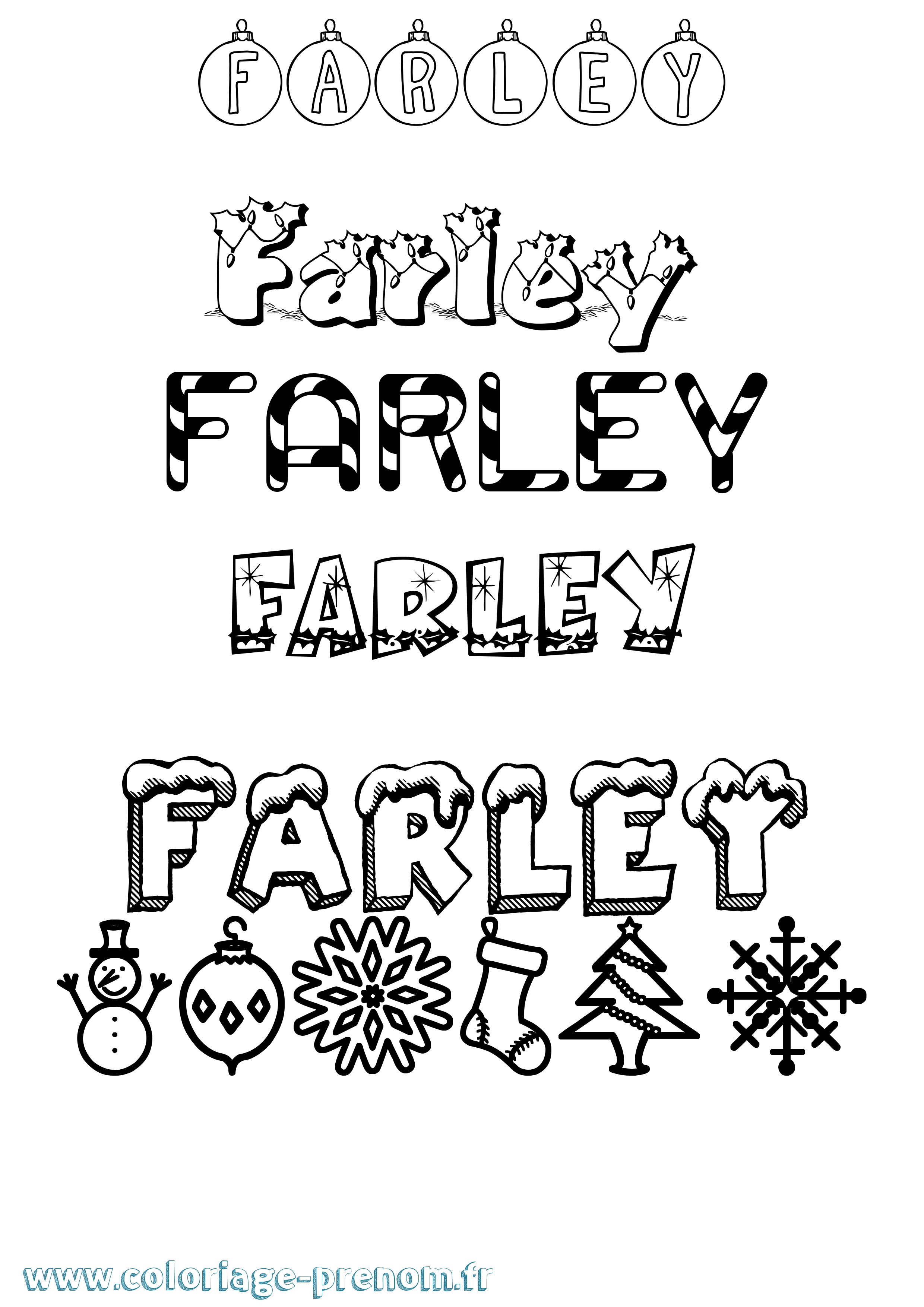Coloriage prénom Farley Noël