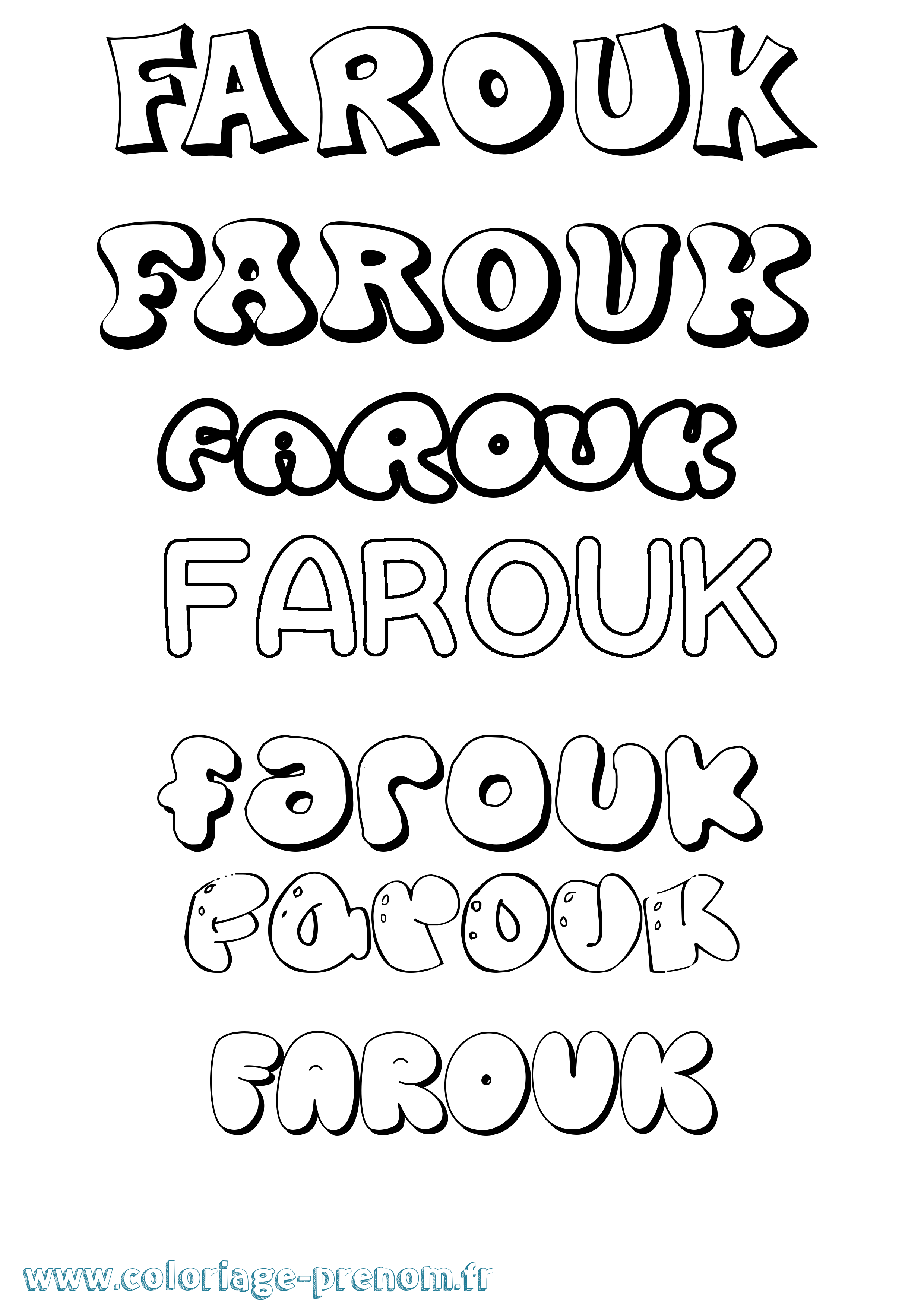 Coloriage prénom Farouk Bubble