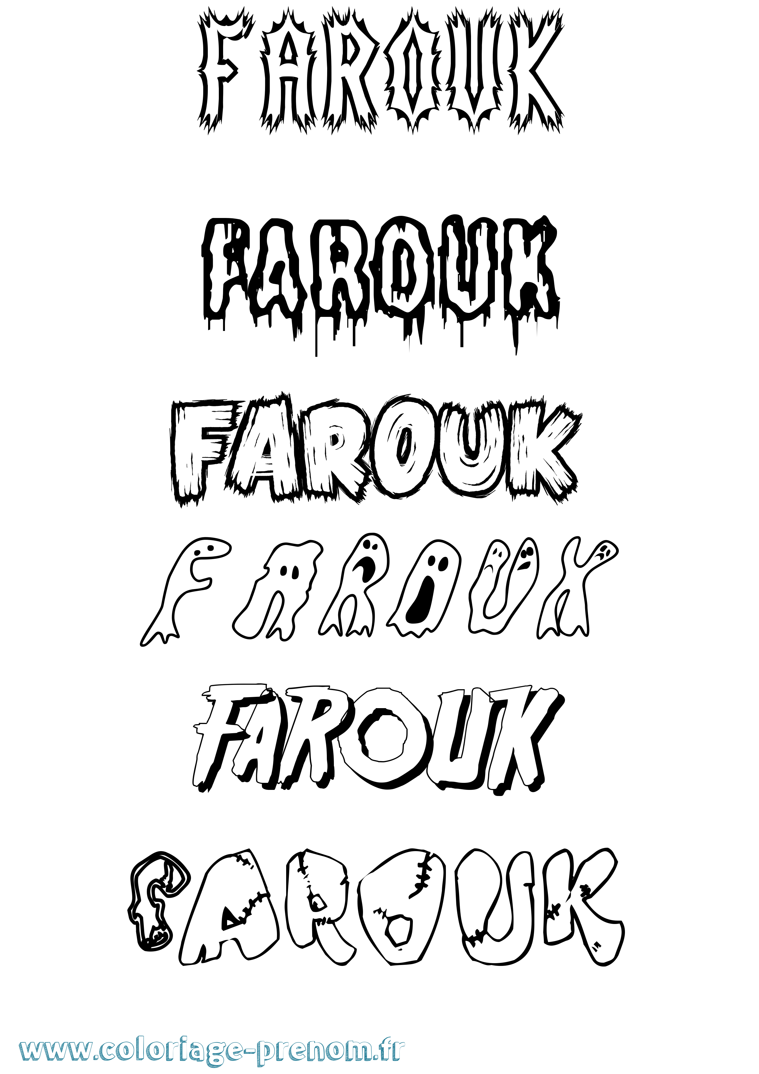 Coloriage prénom Farouk Frisson