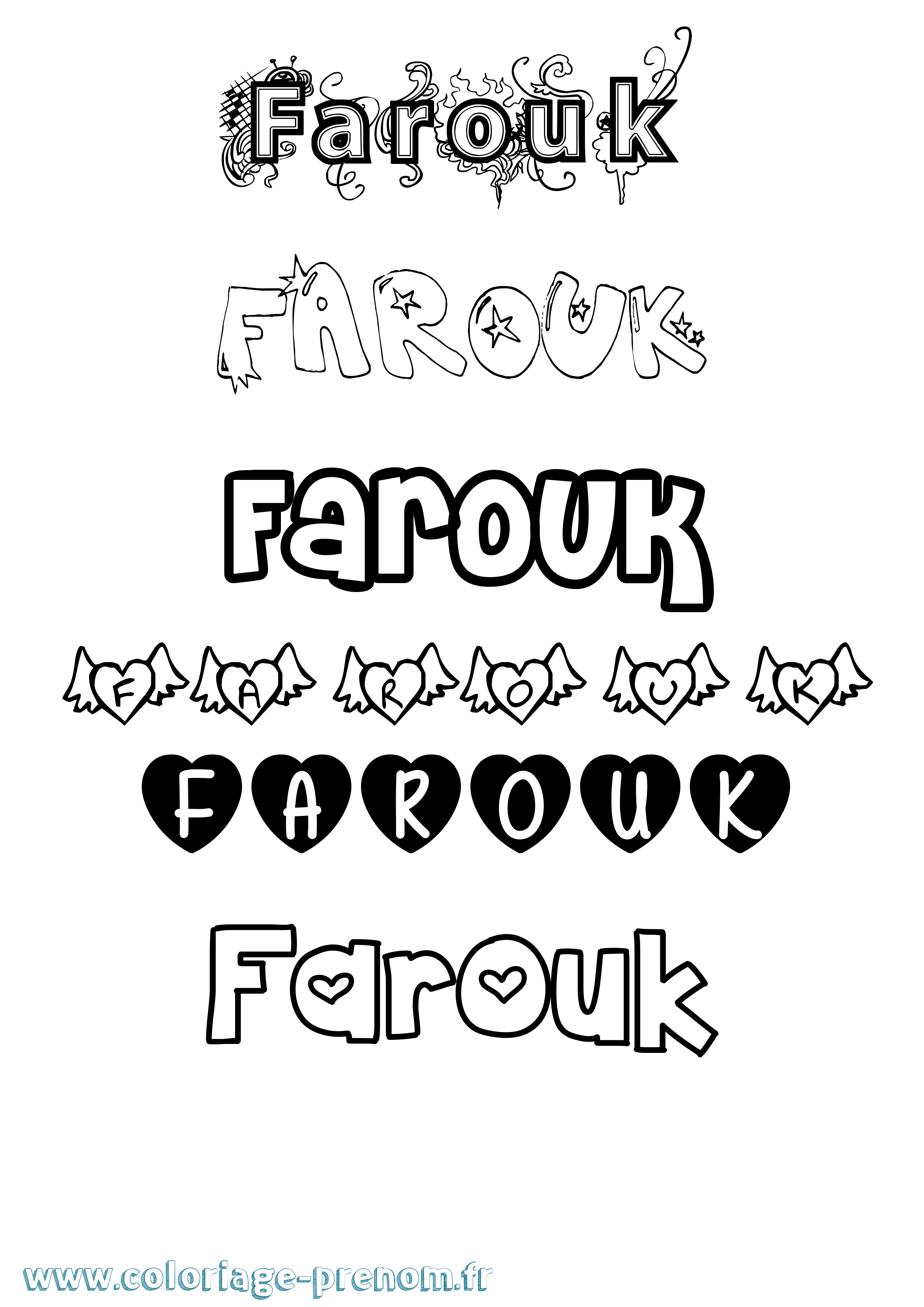 Coloriage prénom Farouk Girly