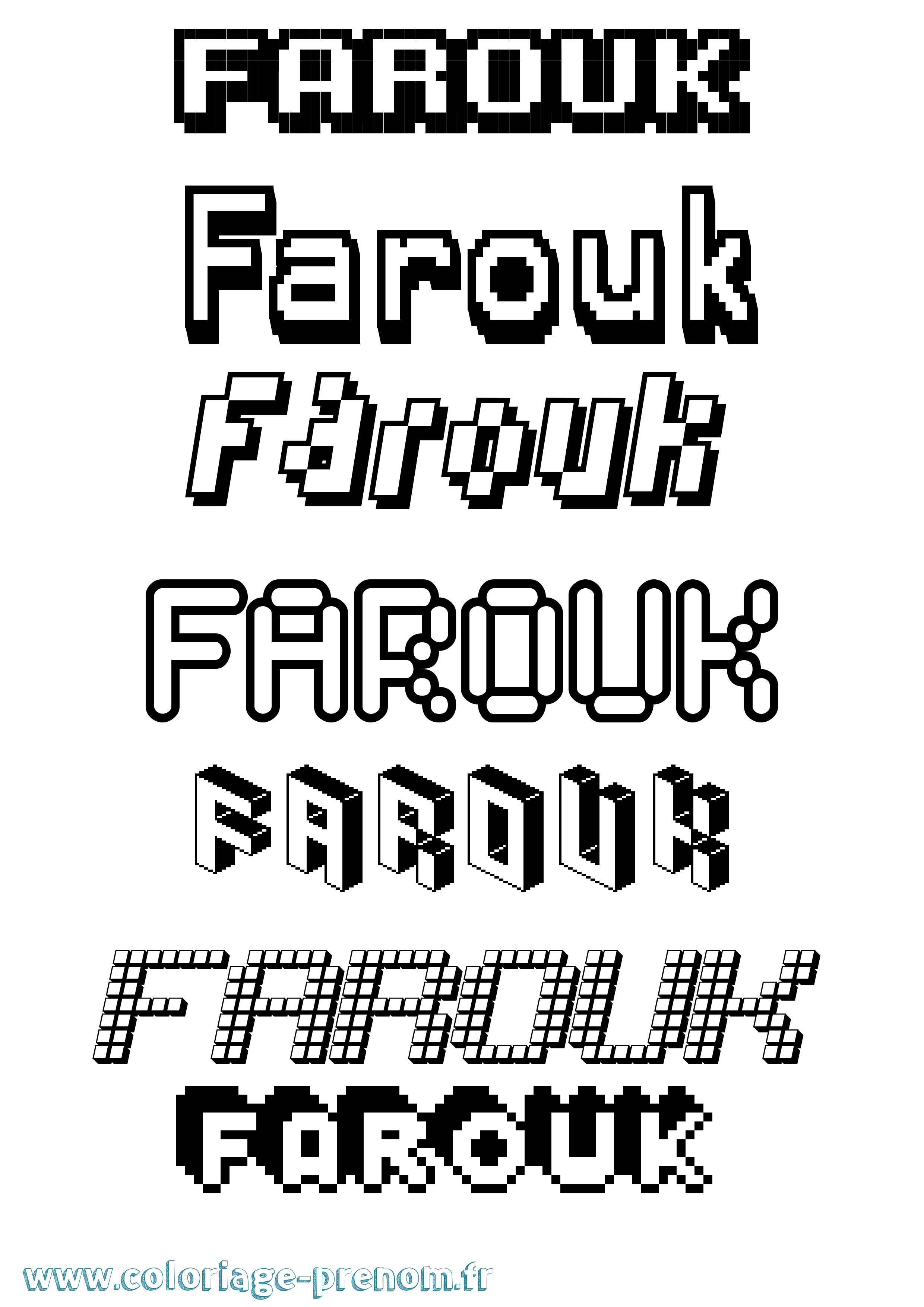 Coloriage prénom Farouk Pixel