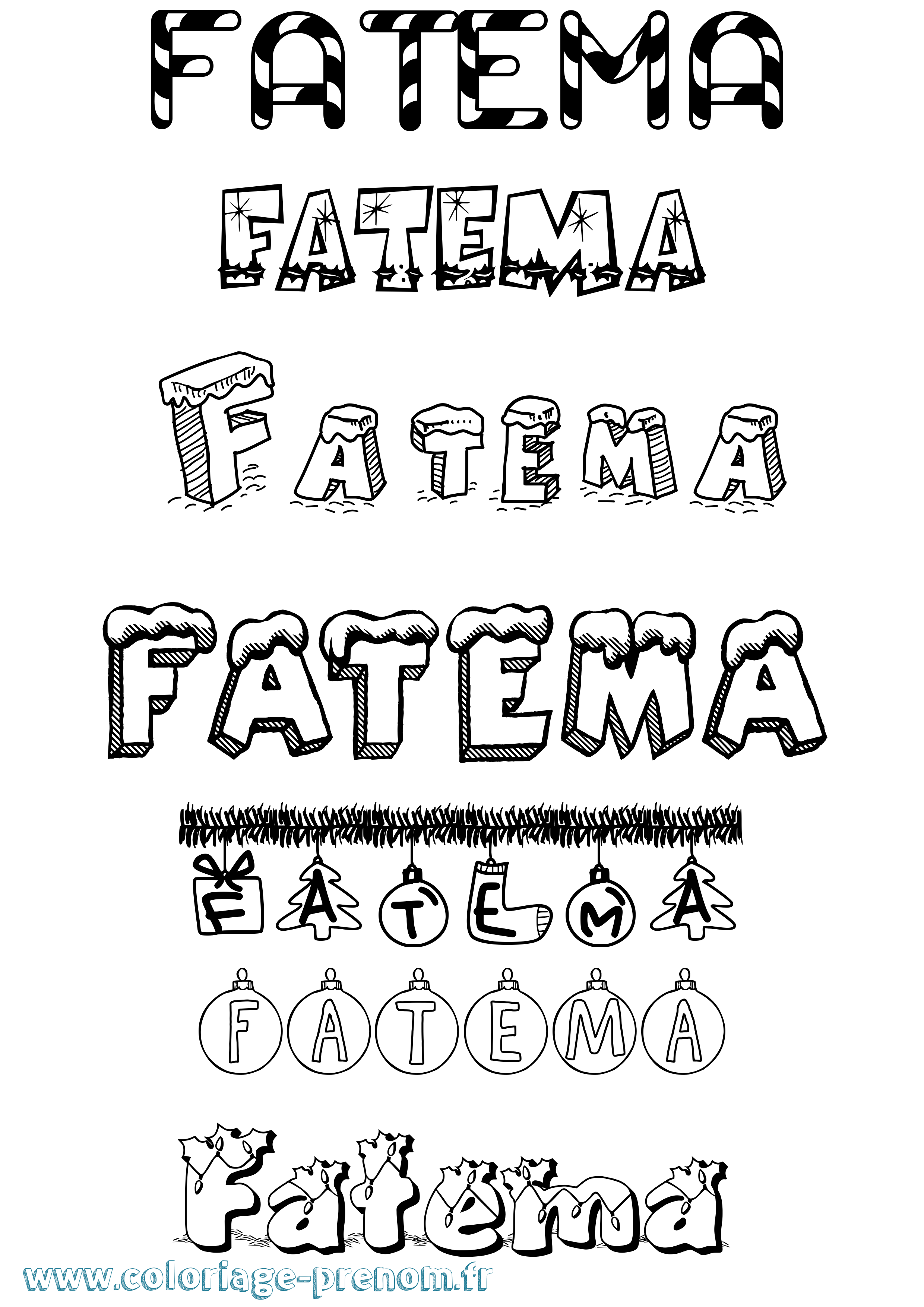 Coloriage prénom Fatema Noël