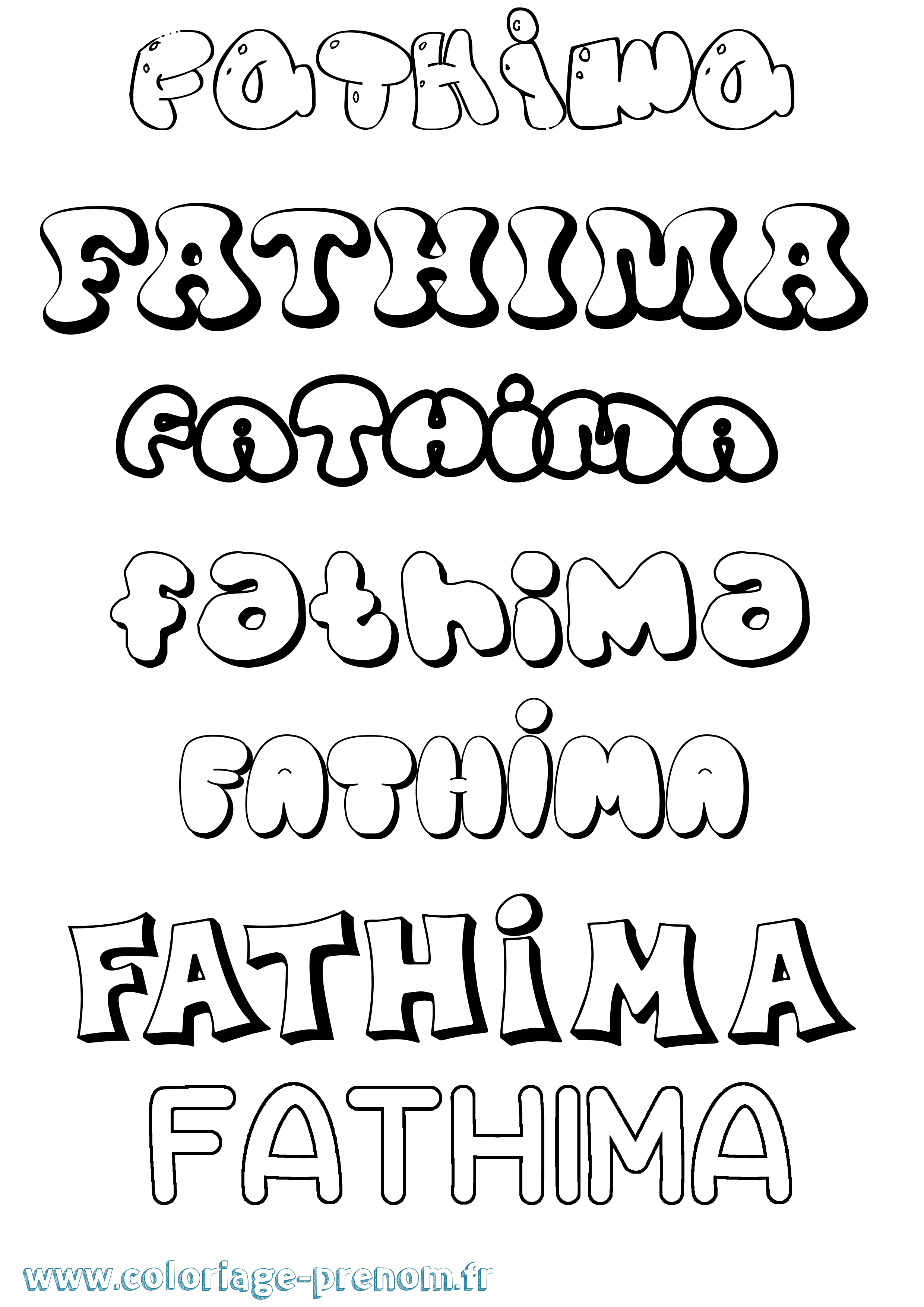 Coloriage prénom Fathima Bubble