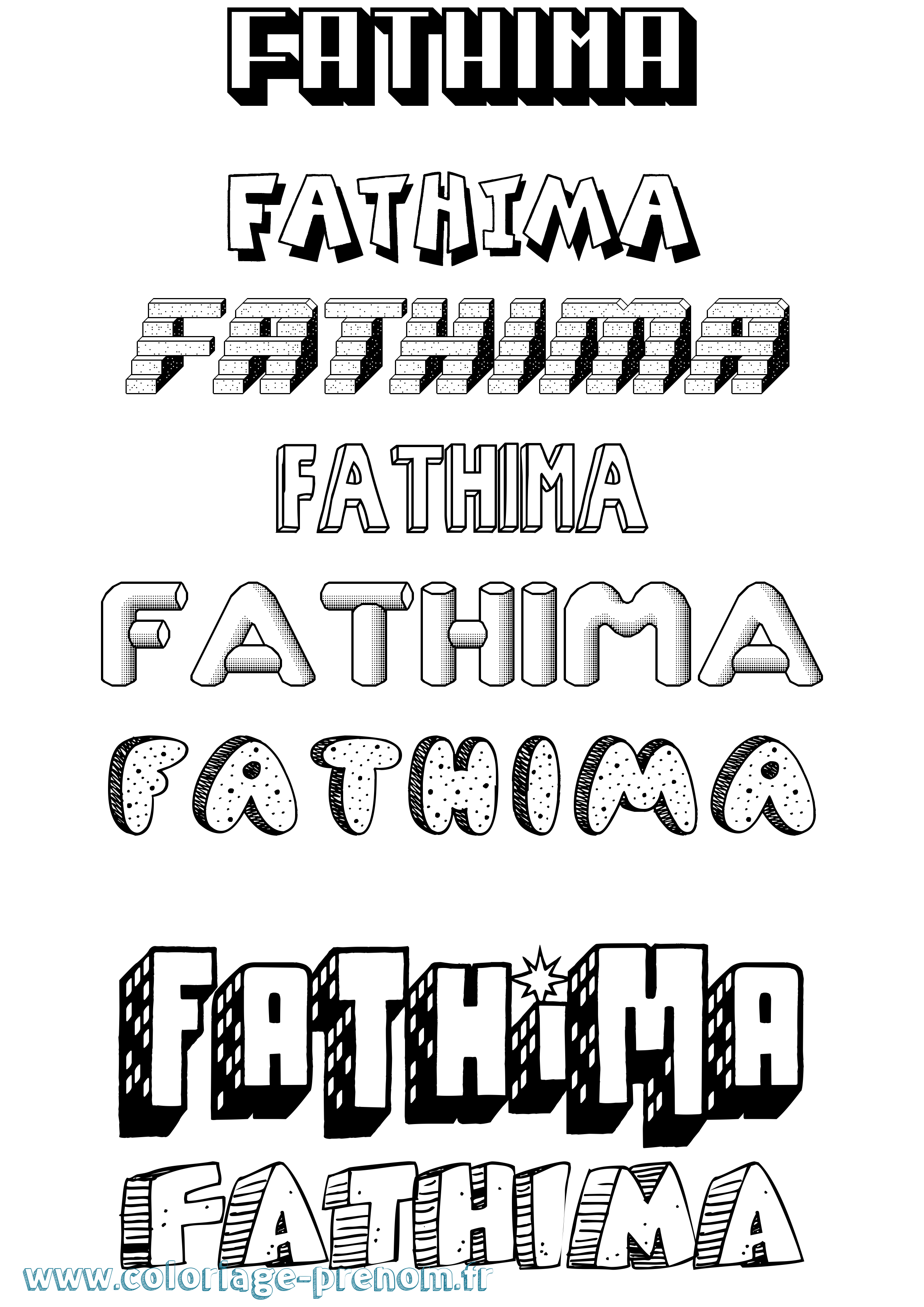 Coloriage prénom Fathima Effet 3D