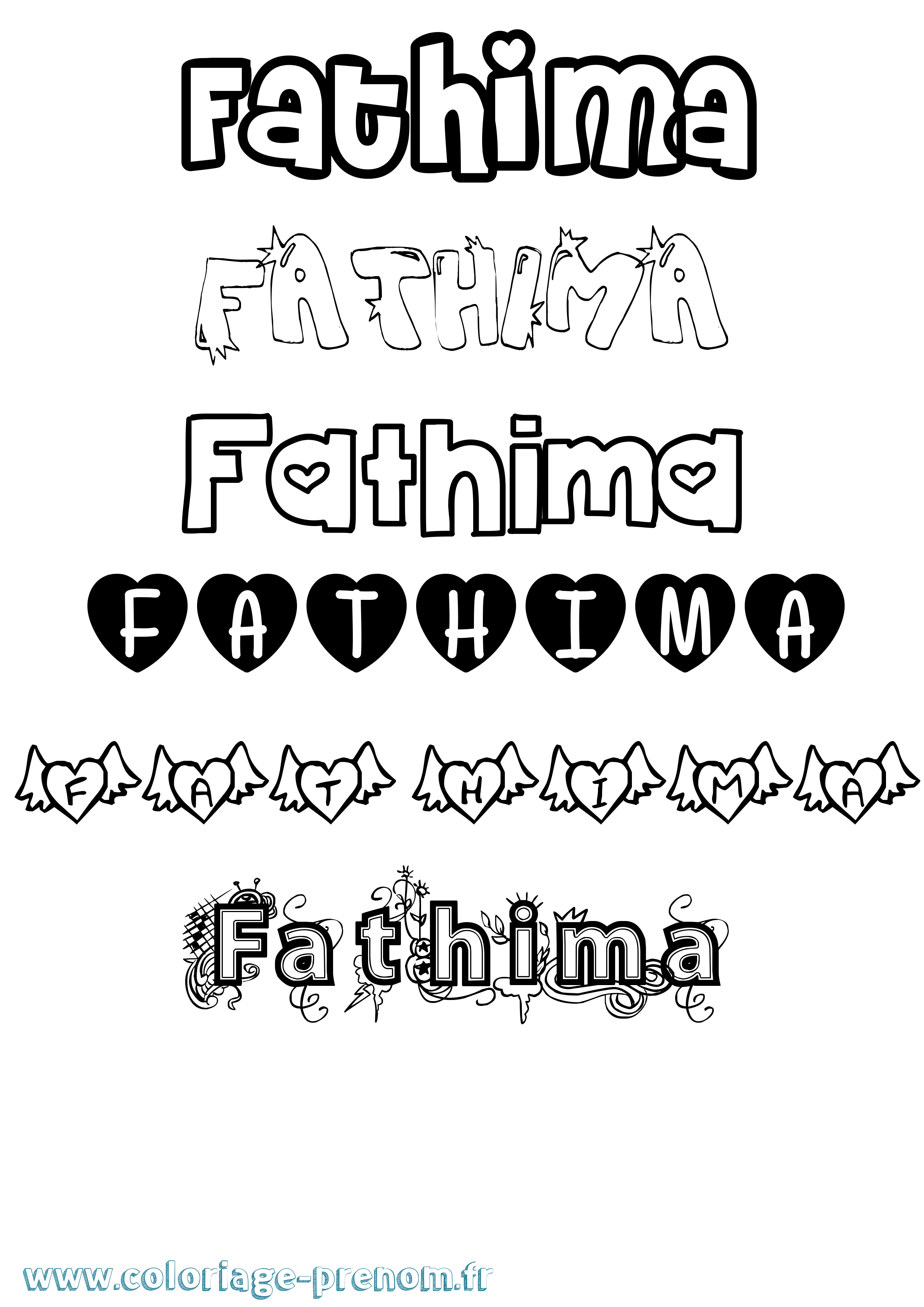 Coloriage prénom Fathima Girly
