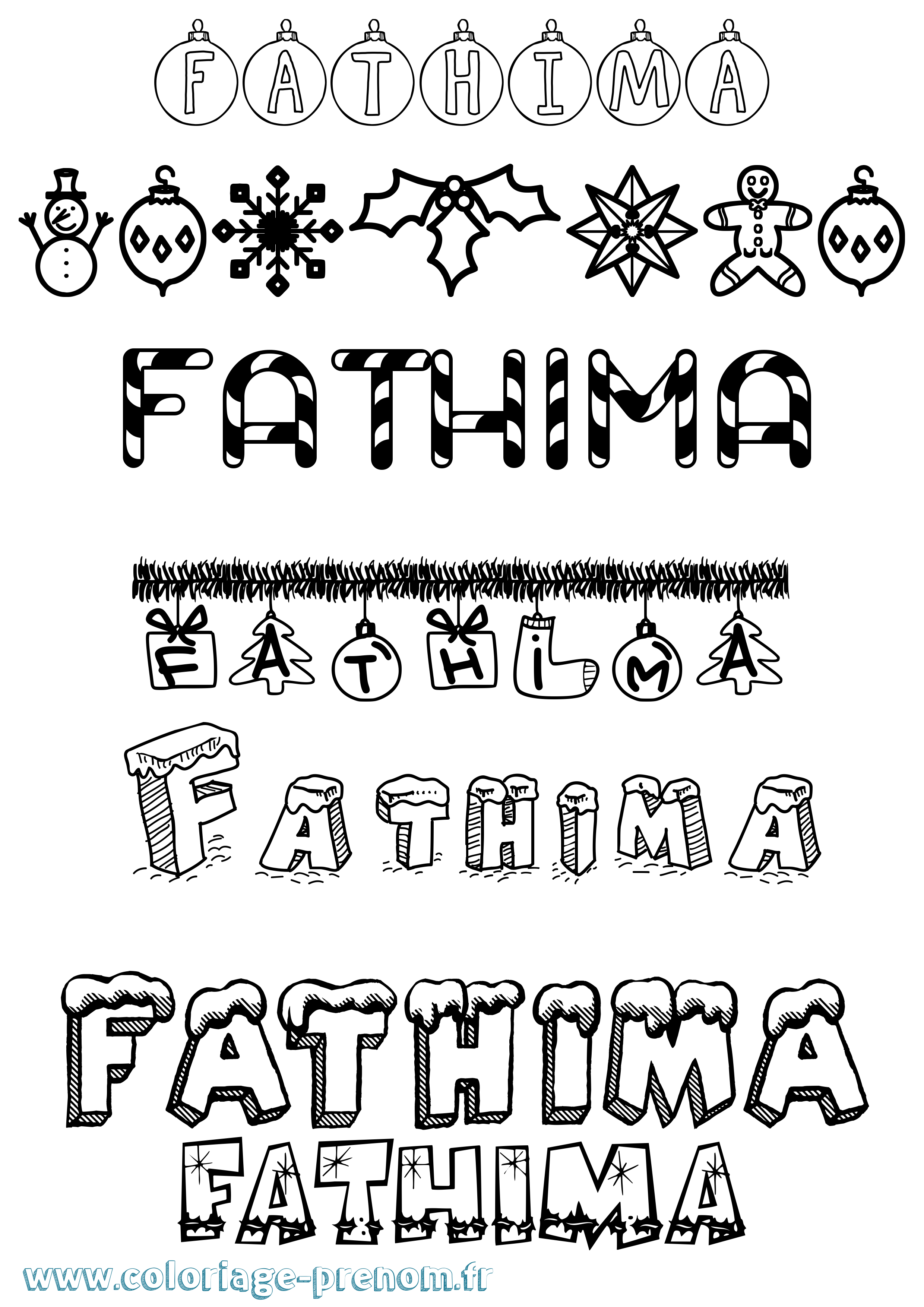 Coloriage prénom Fathima Noël