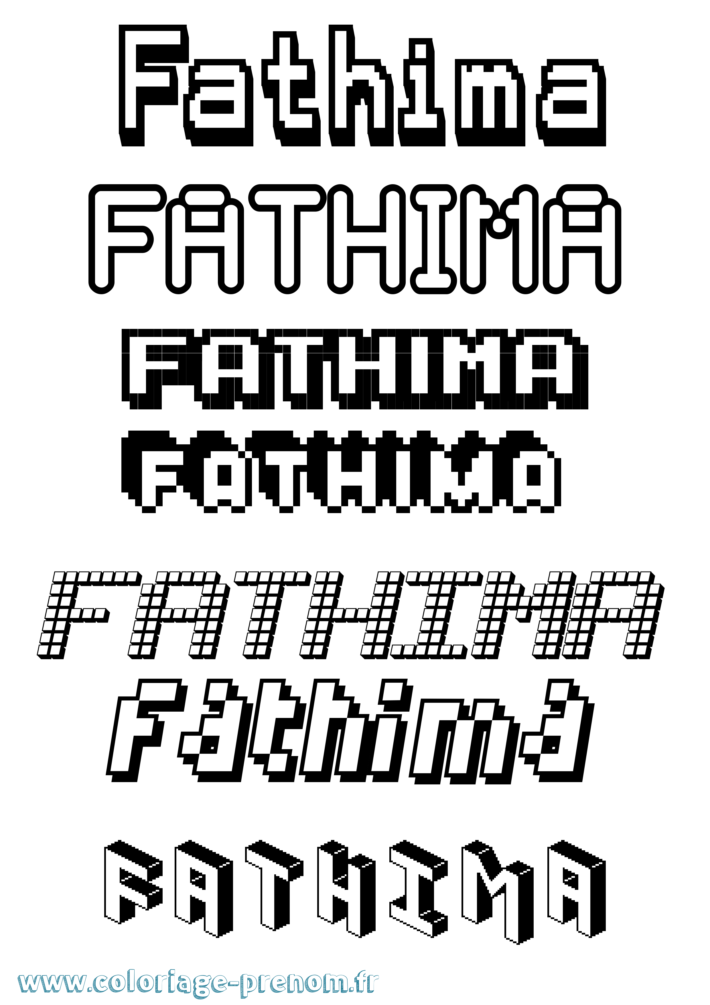 Coloriage prénom Fathima Pixel