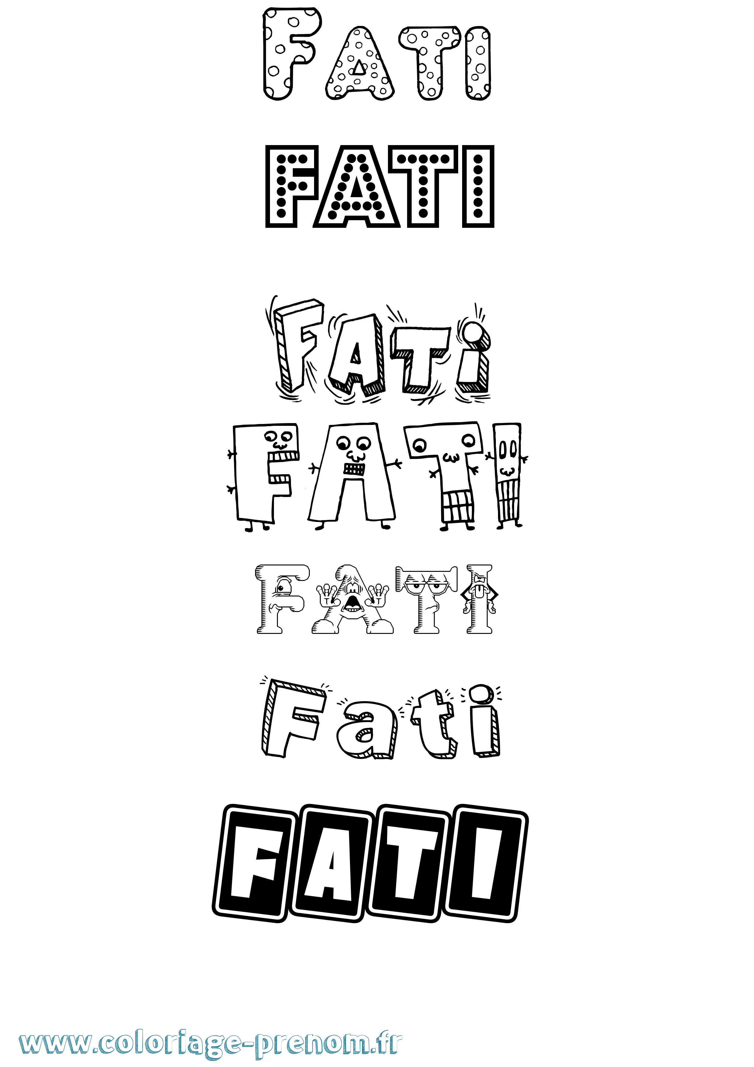 Coloriage prénom Fati Fun