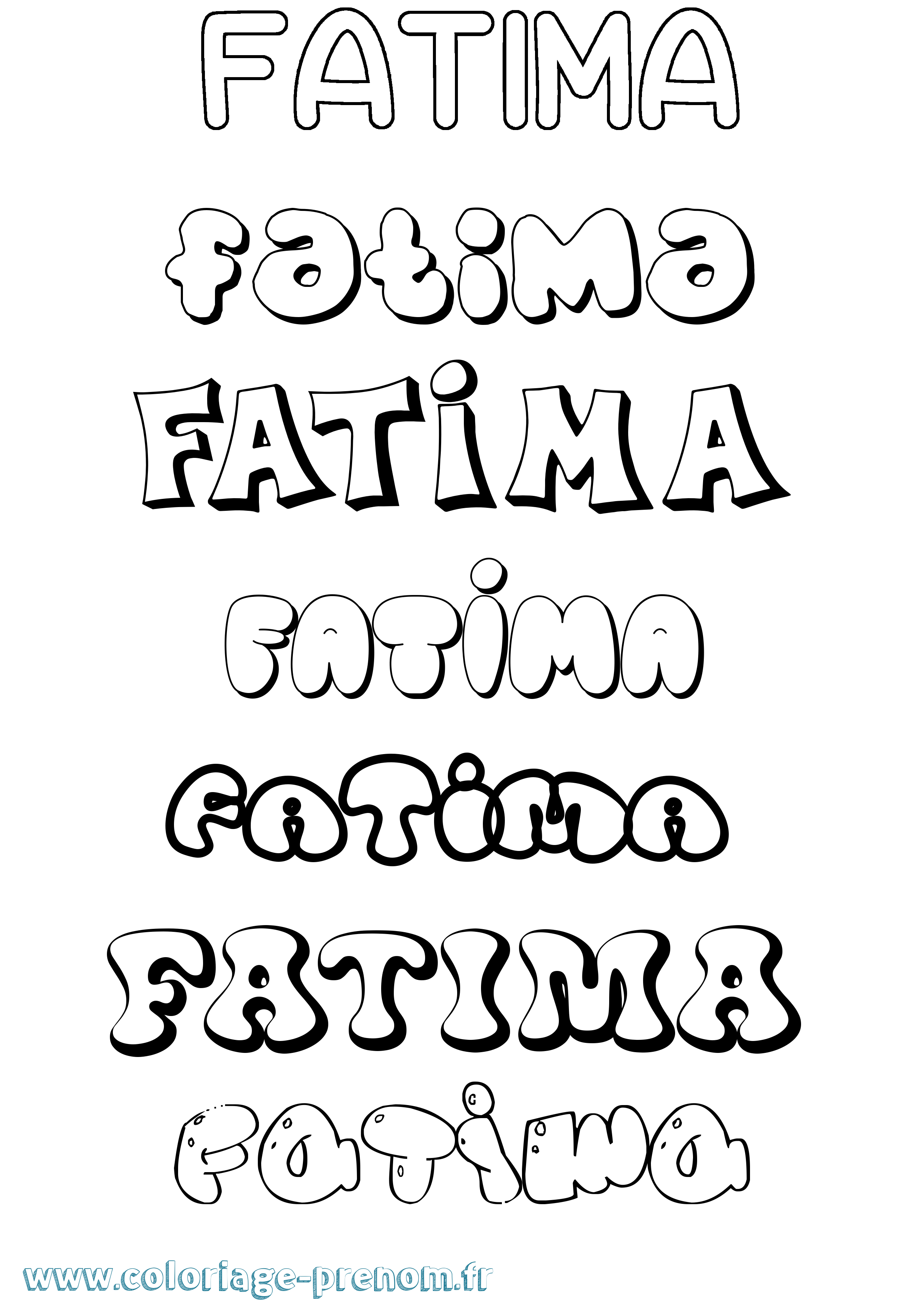 Coloriage prénom Fatima Bubble