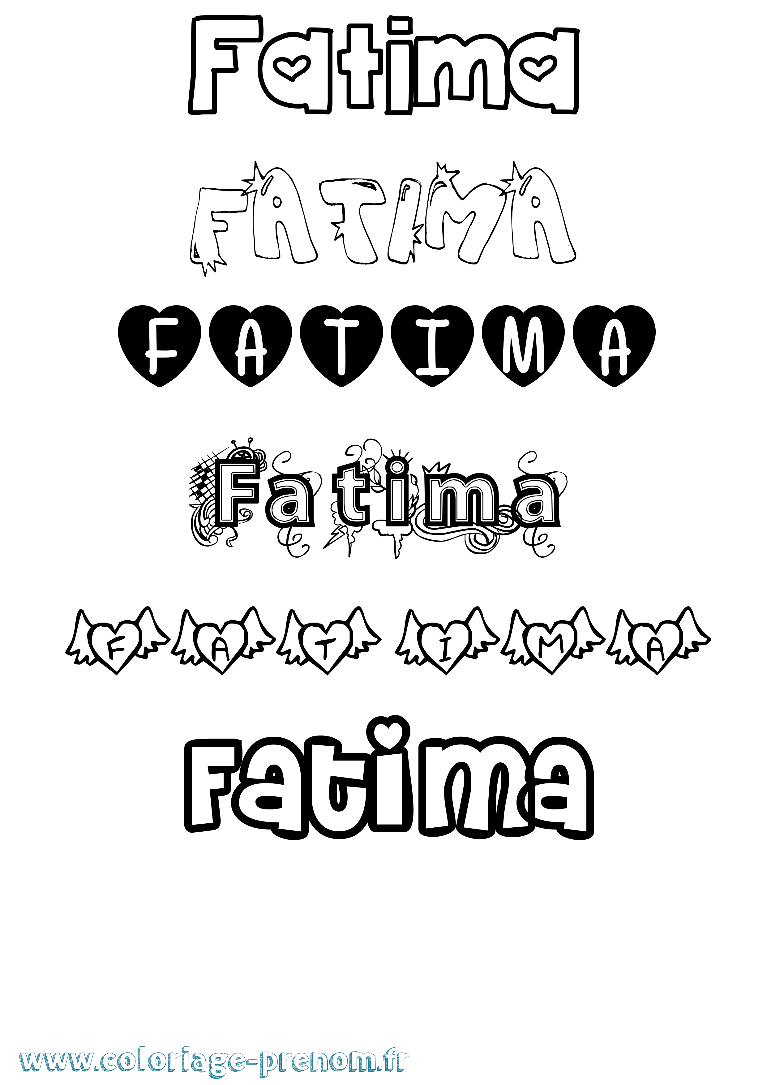 Coloriage prénom Fatima Girly