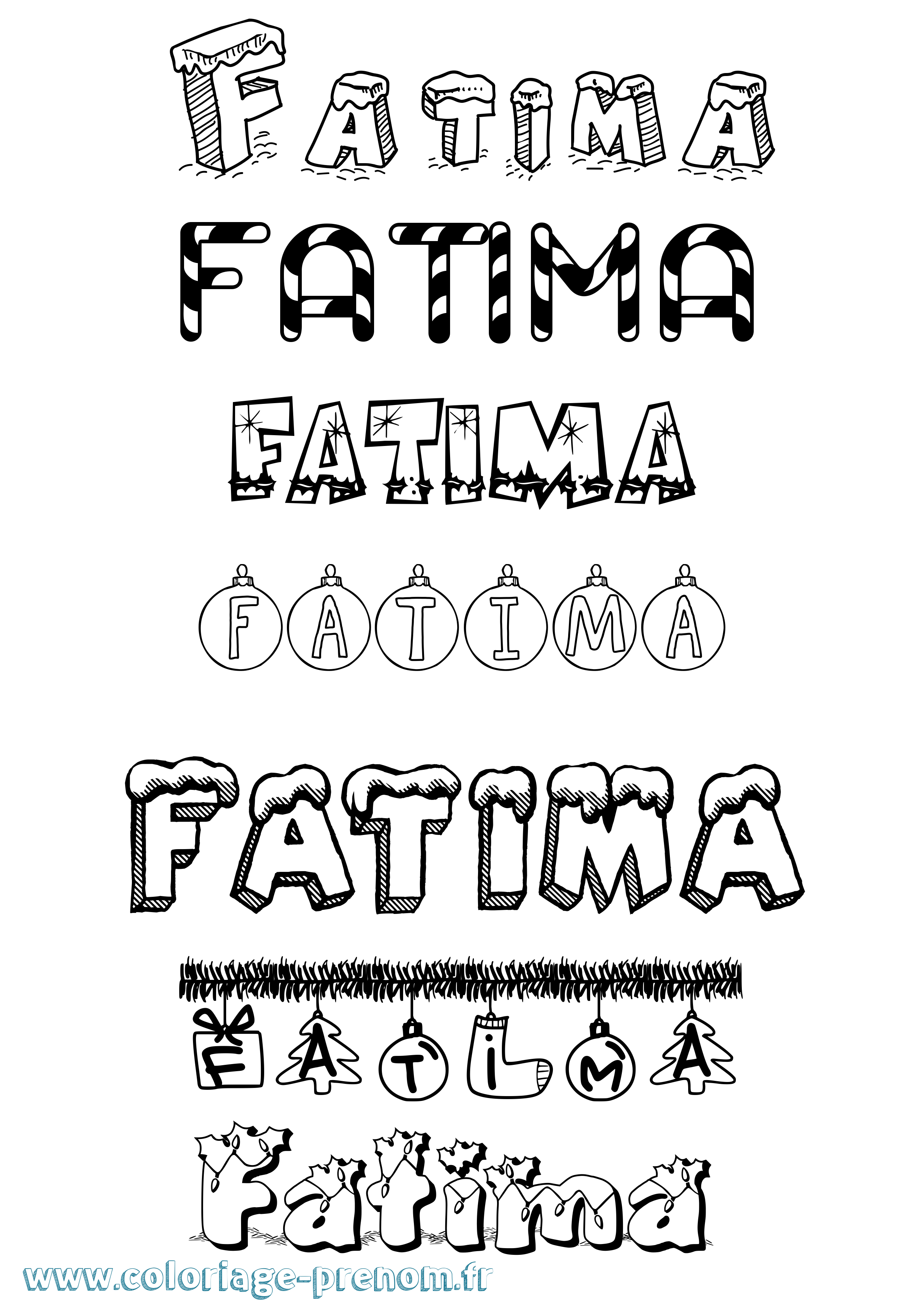 Coloriage prénom Fatima Noël