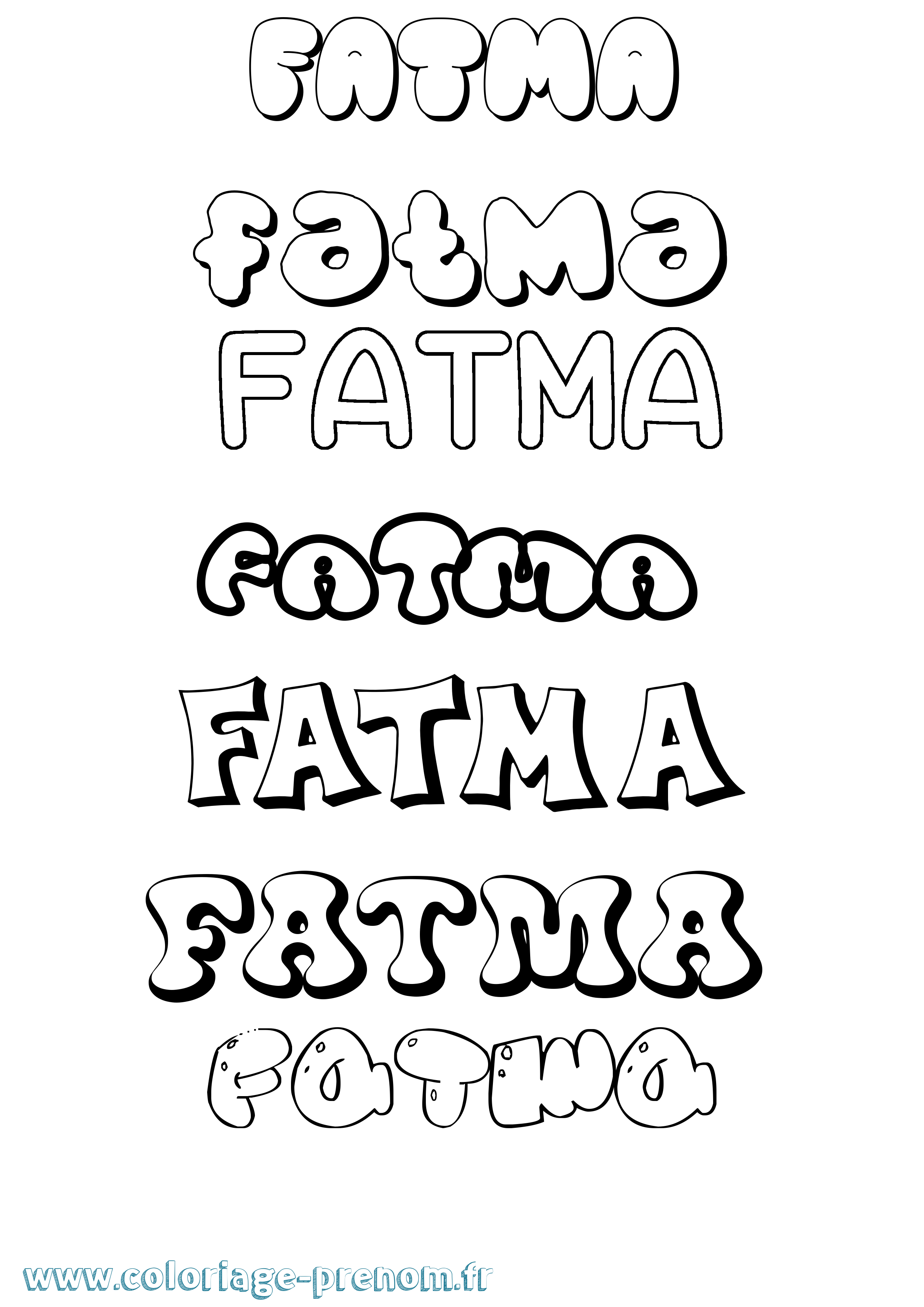 Coloriage prénom Fatma Bubble