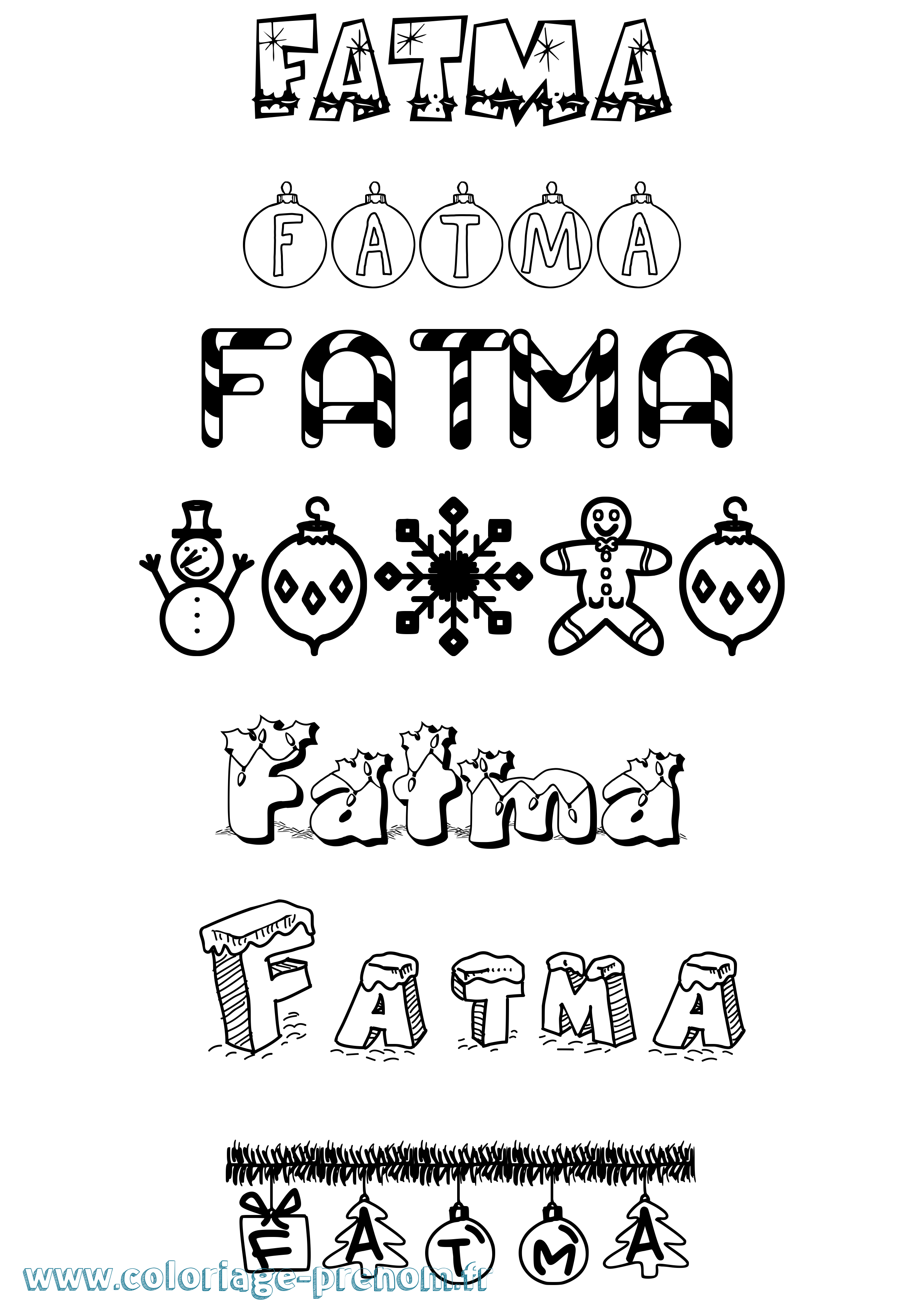 Coloriage prénom Fatma Noël