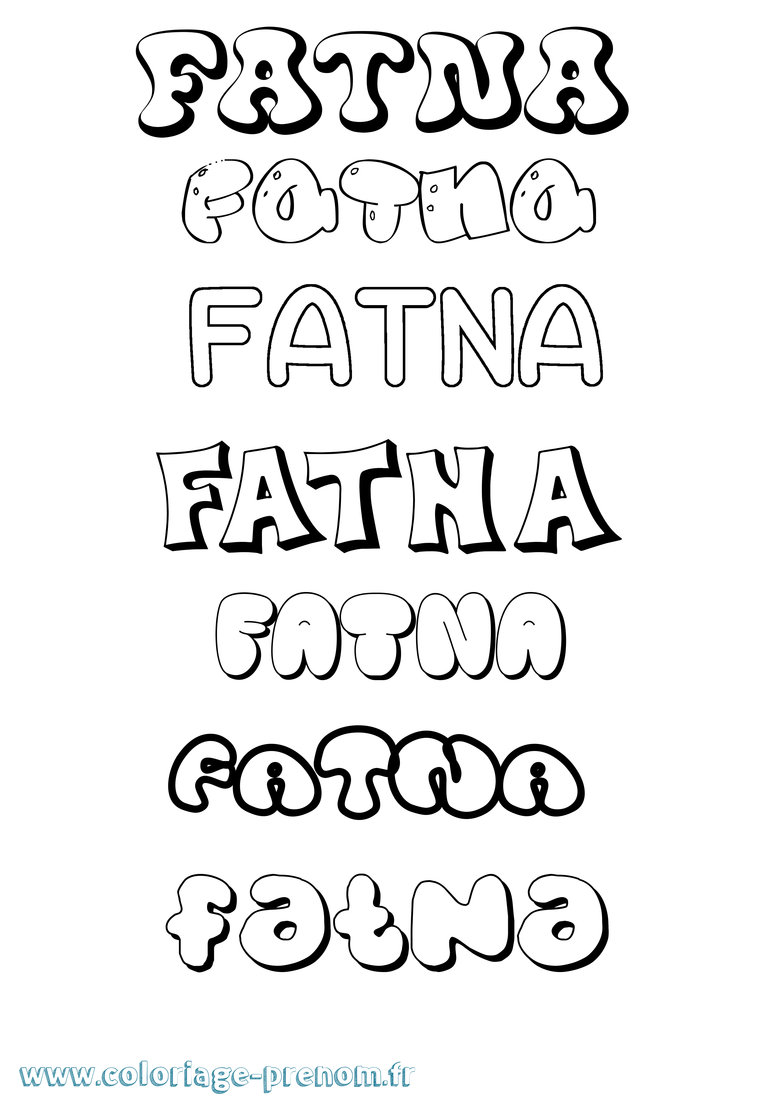 Coloriage prénom Fatna Bubble
