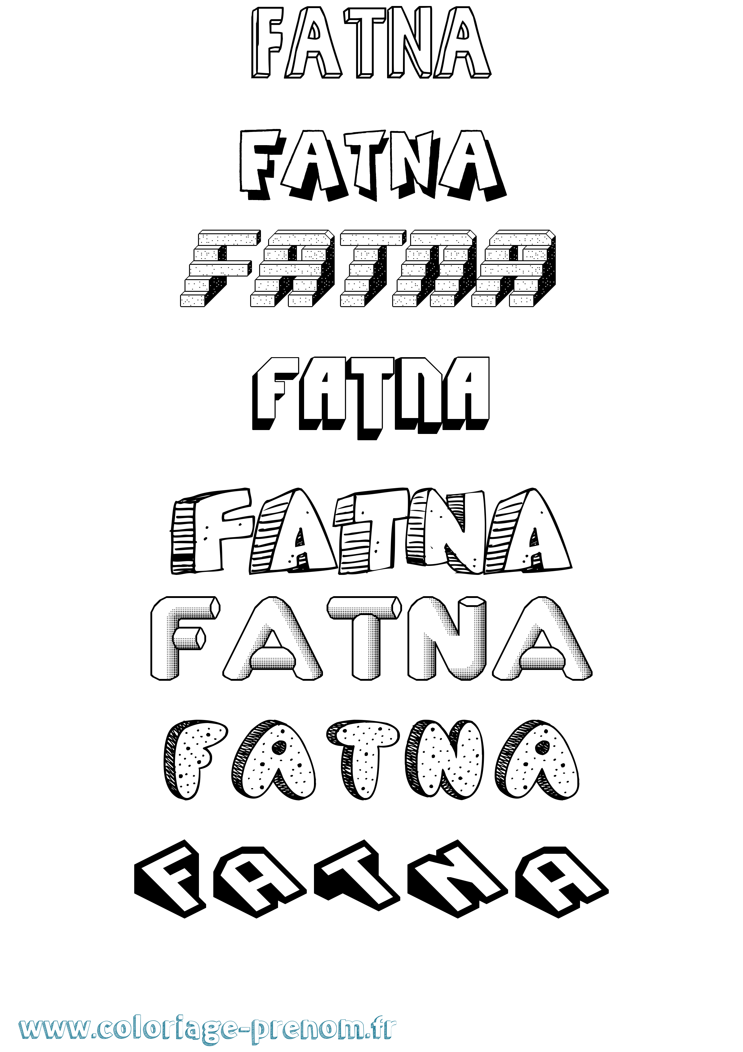 Coloriage prénom Fatna Effet 3D