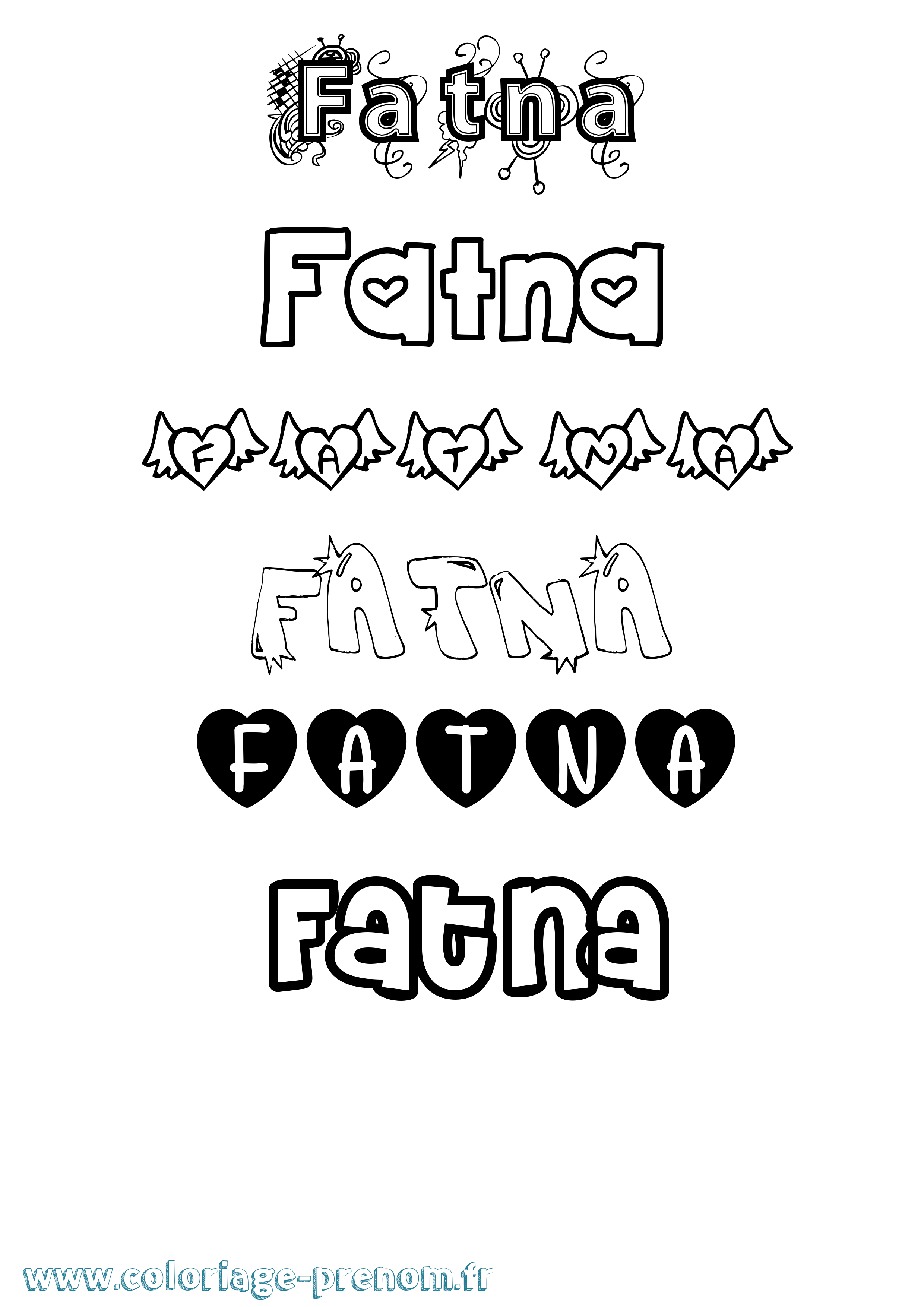 Coloriage prénom Fatna Girly