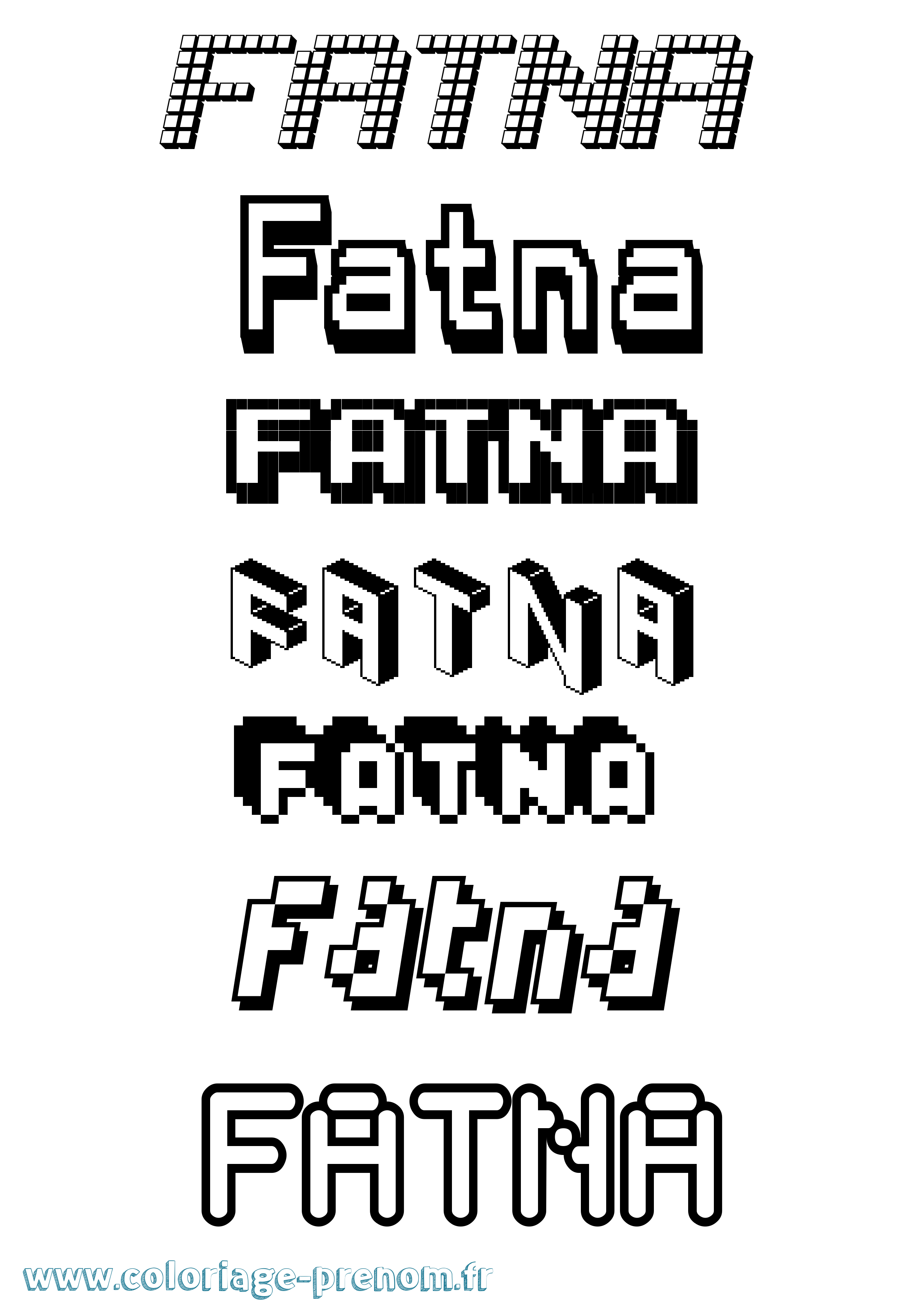 Coloriage prénom Fatna Pixel