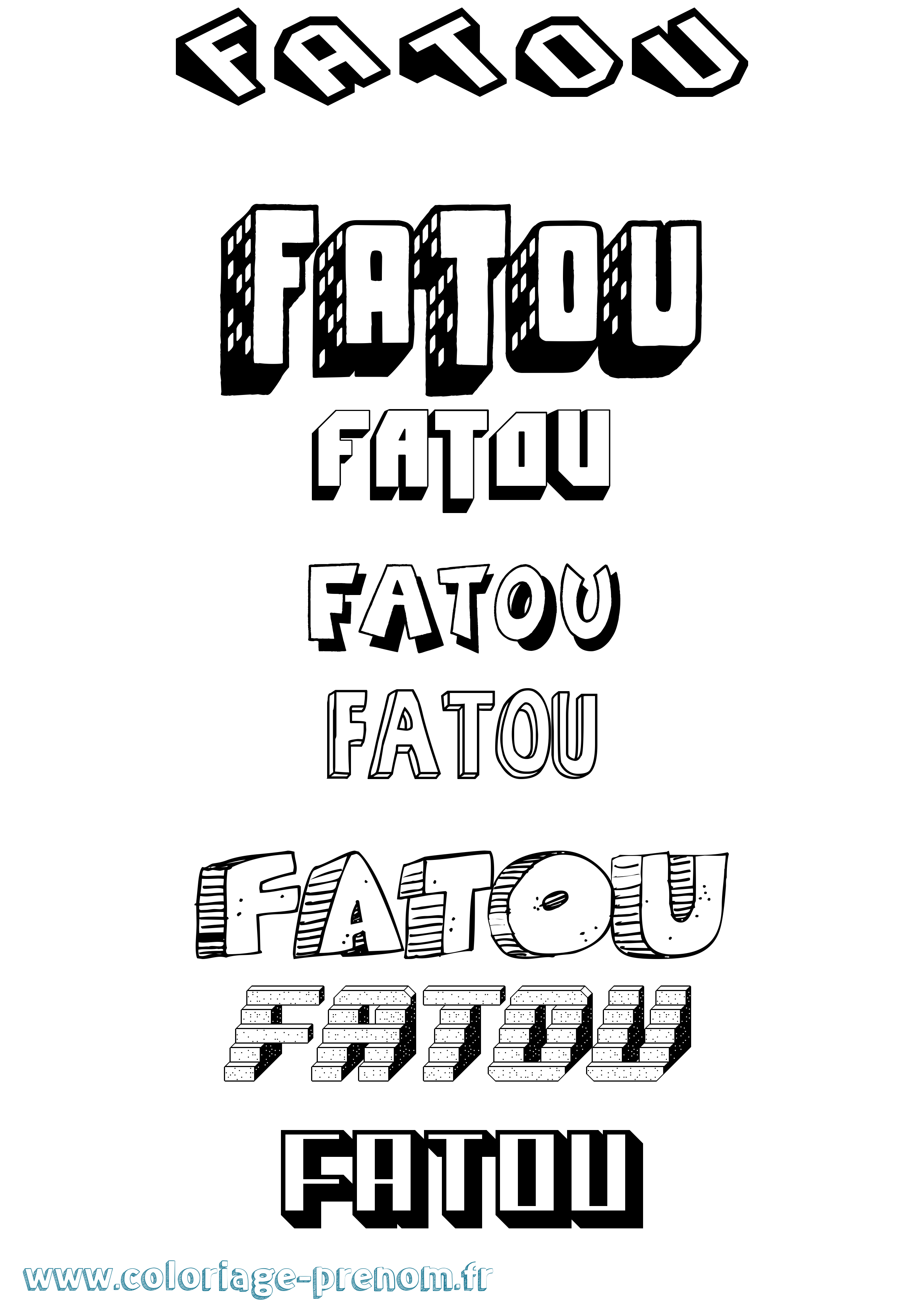 Coloriage prénom Fatou Effet 3D
