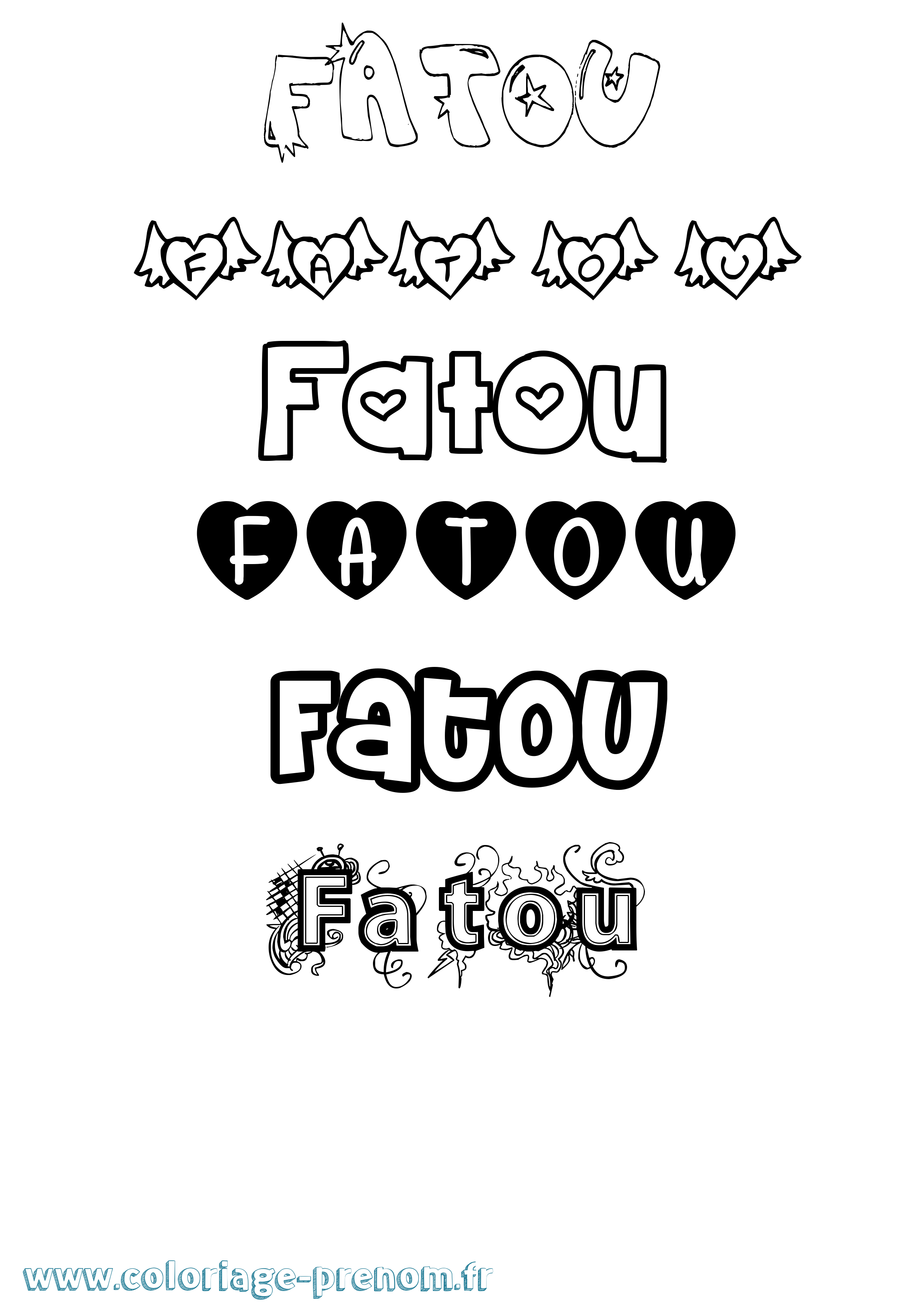 Coloriage prénom Fatou Girly