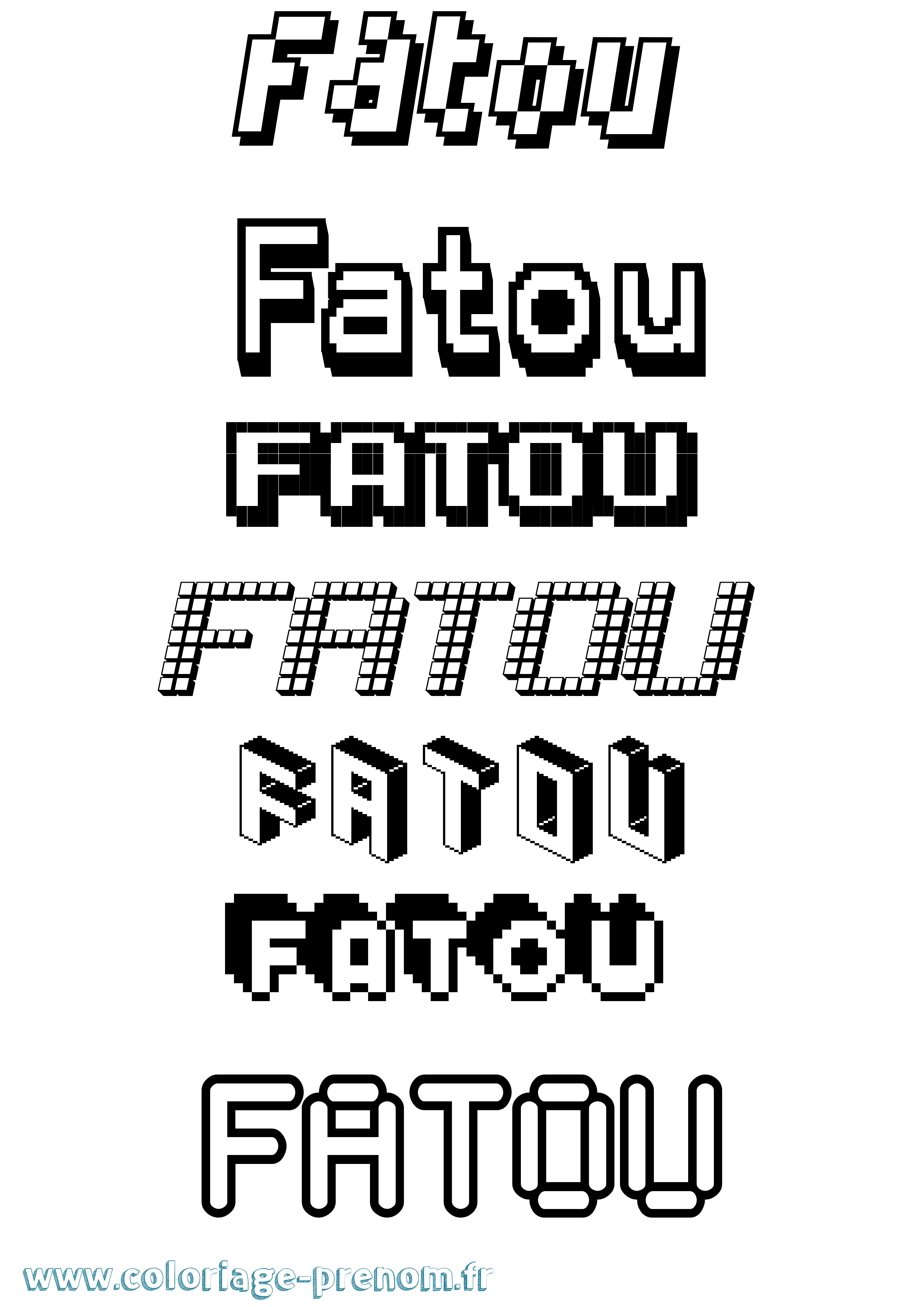Coloriage prénom Fatou Pixel