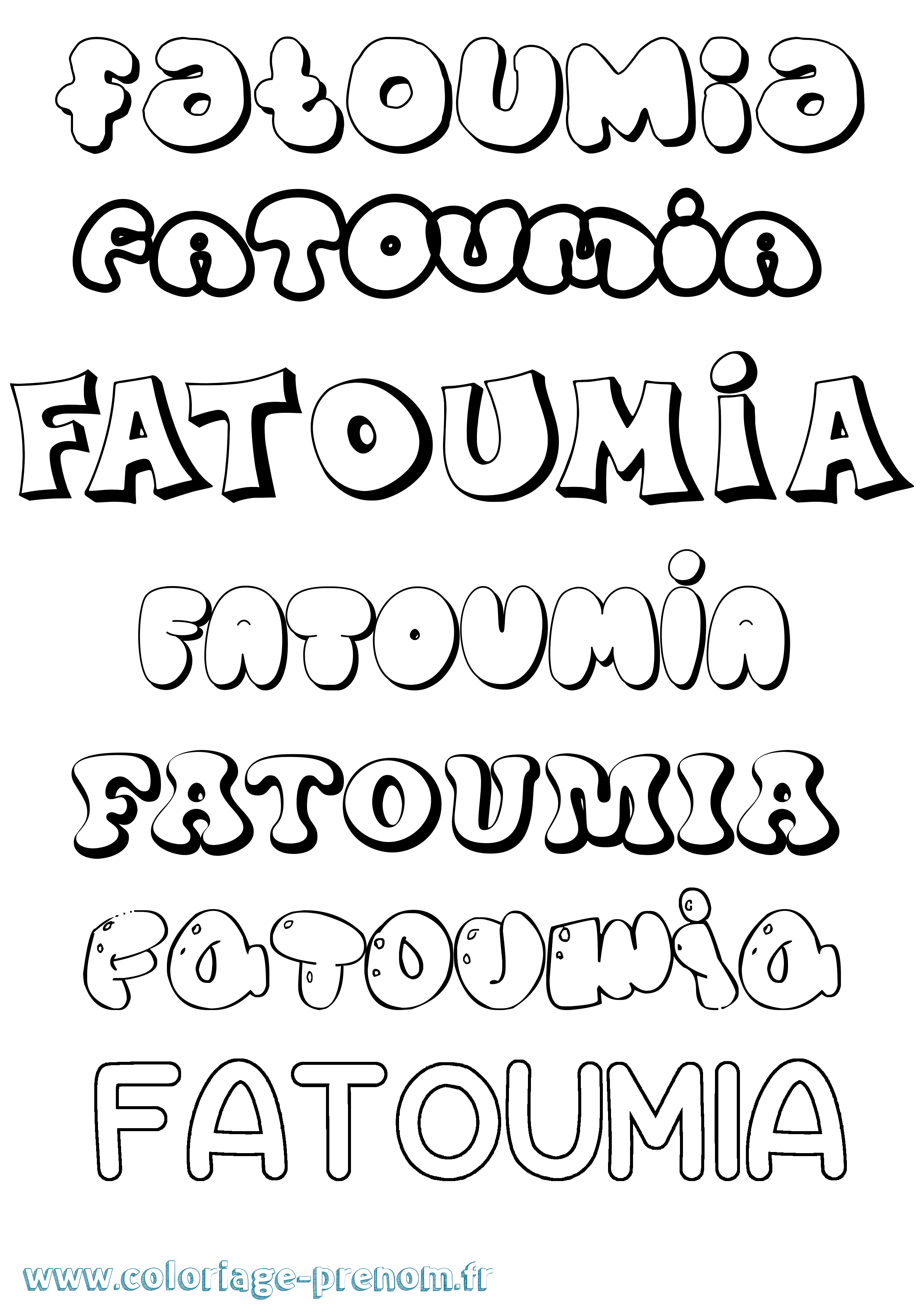 Coloriage prénom Fatoumia Bubble