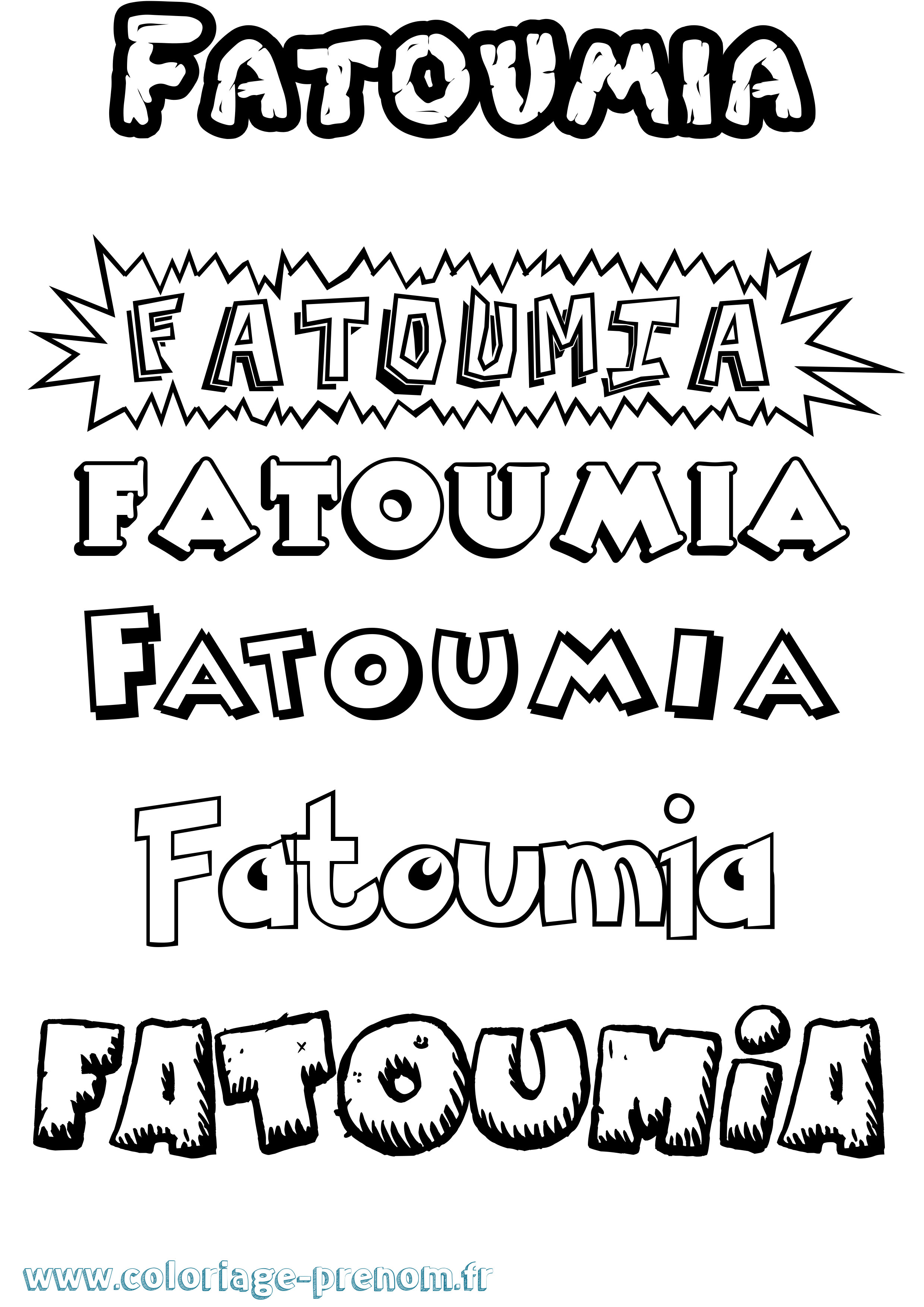 Coloriage prénom Fatoumia Dessin Animé