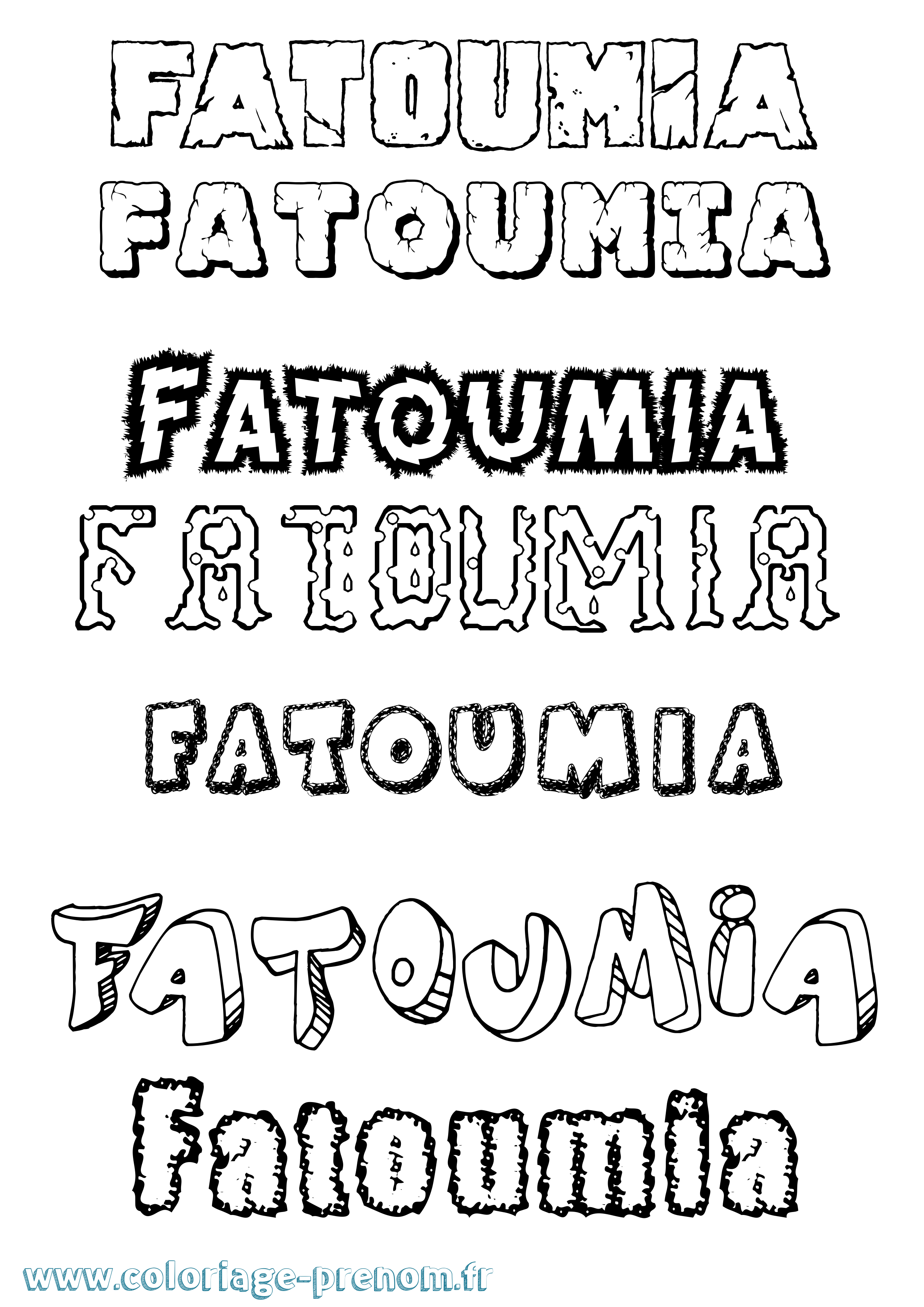 Coloriage prénom Fatoumia Destructuré