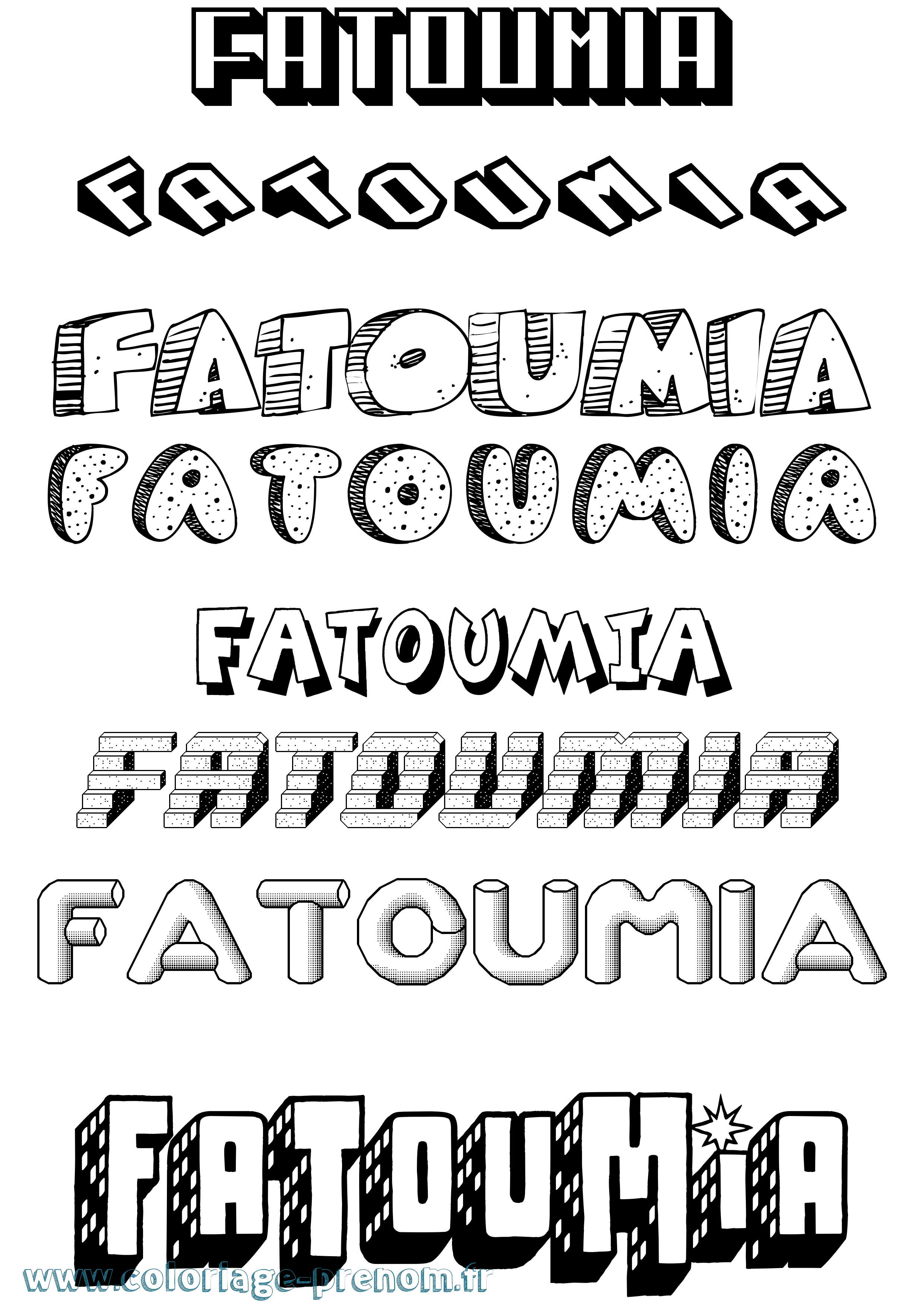 Coloriage prénom Fatoumia Effet 3D