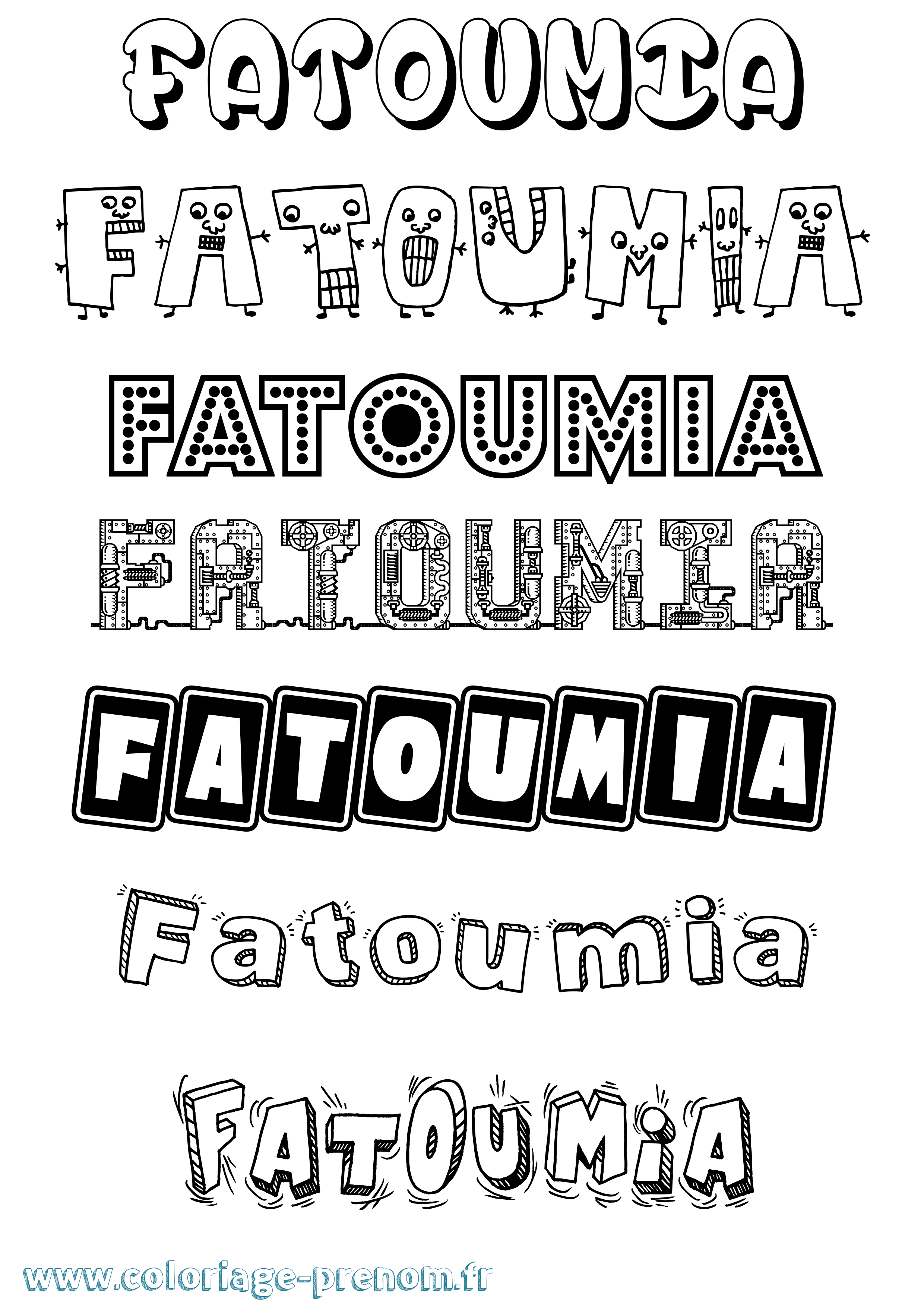 Coloriage prénom Fatoumia Fun