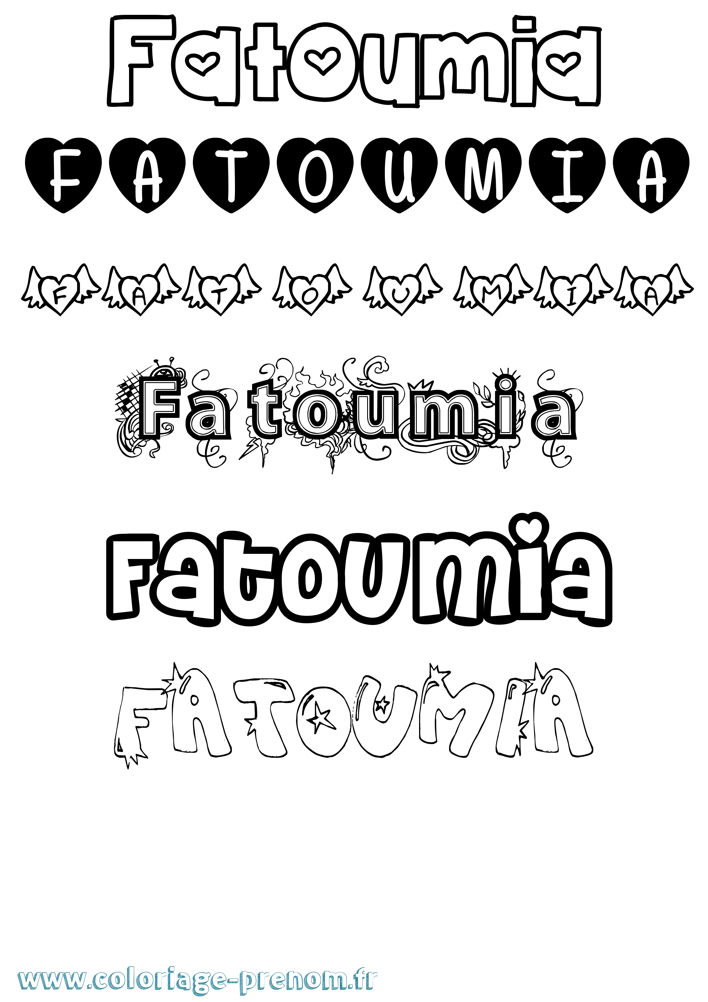 Coloriage prénom Fatoumia Girly