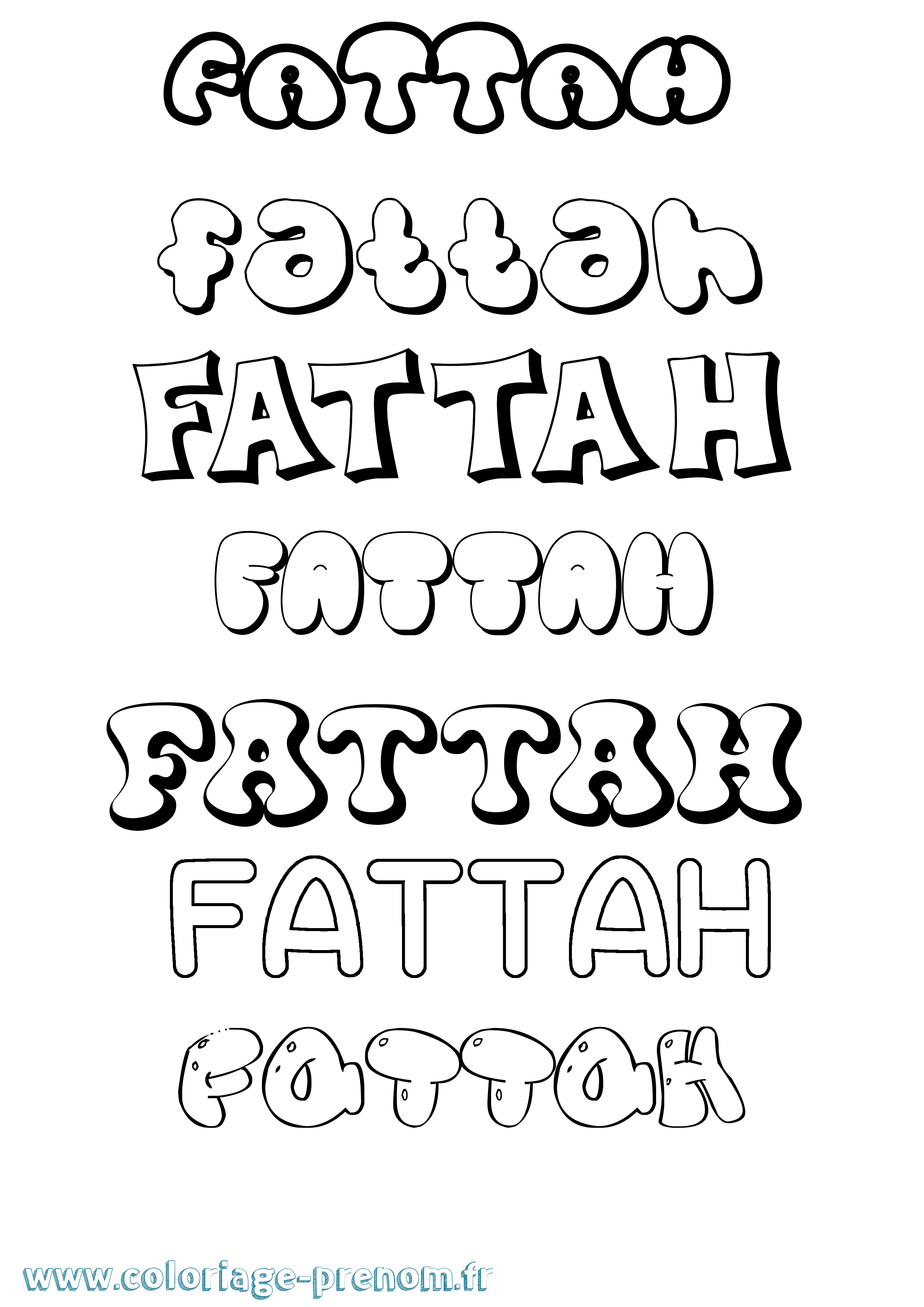 Coloriage Fattah Bubble Coloriage prénom Fattah Bubble