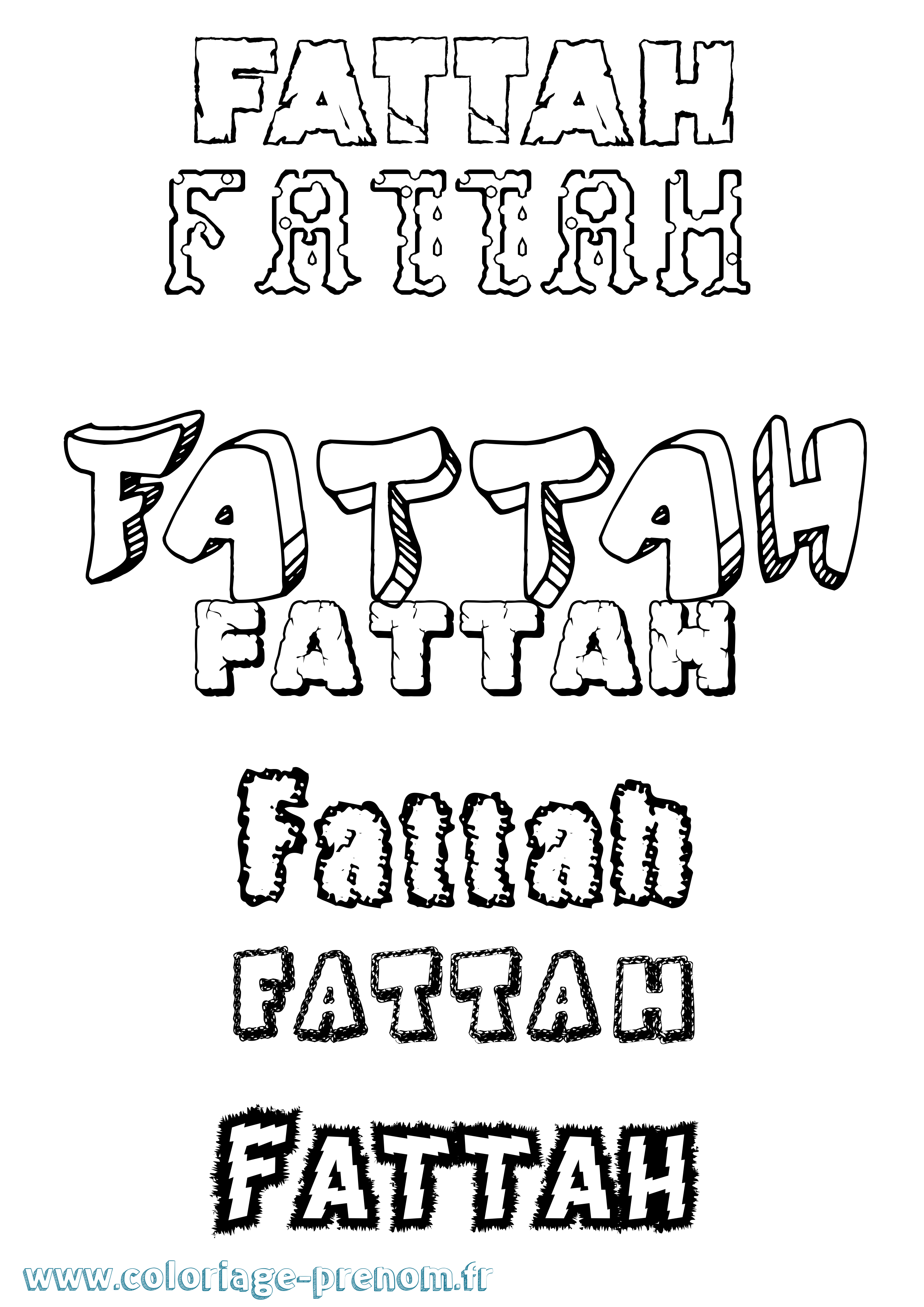 Coloriage Fattah Destructuré Coloriage prénom Fattah Destructuré